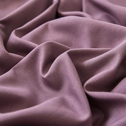Miniatura 6 de Cottonight - Juego de edredón de 3 piezas, unicolor, para mujeres o adultos, transpirable, matrimonial o Queen, morado, malva claro o lila