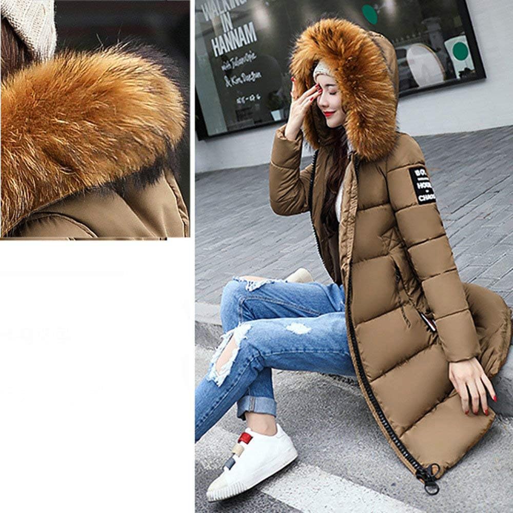 Tomwell Abrigo Plumas de Cremallera Acolchado Chaqueta Largo con Capucha de Larga para Mujer Invierno Chaqueta Plum贸n Parka A Café 40