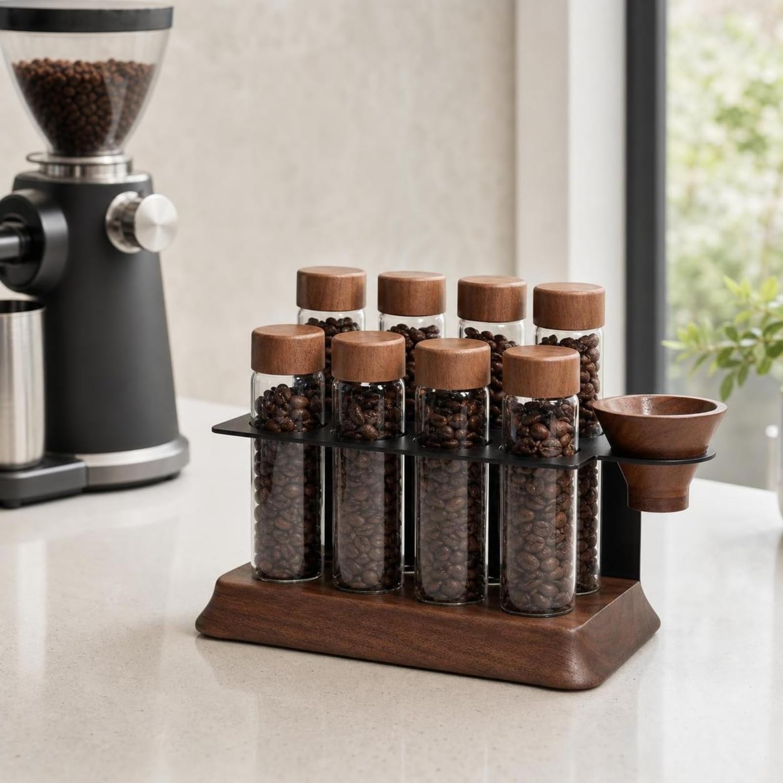 Organizador Granos Café con Tubos Ahorra Espacio Tubo Ensayo Vidrio Elegante Soporte para Cafetería