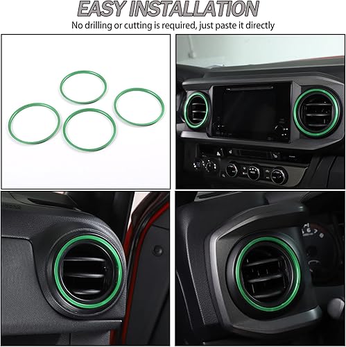 Miniatura 7 de Adhesivos decorativos de anillo exterior de ventilación de salida de CA para consola, compatible con Toyota Tacoma 2016-2021, calcomanías