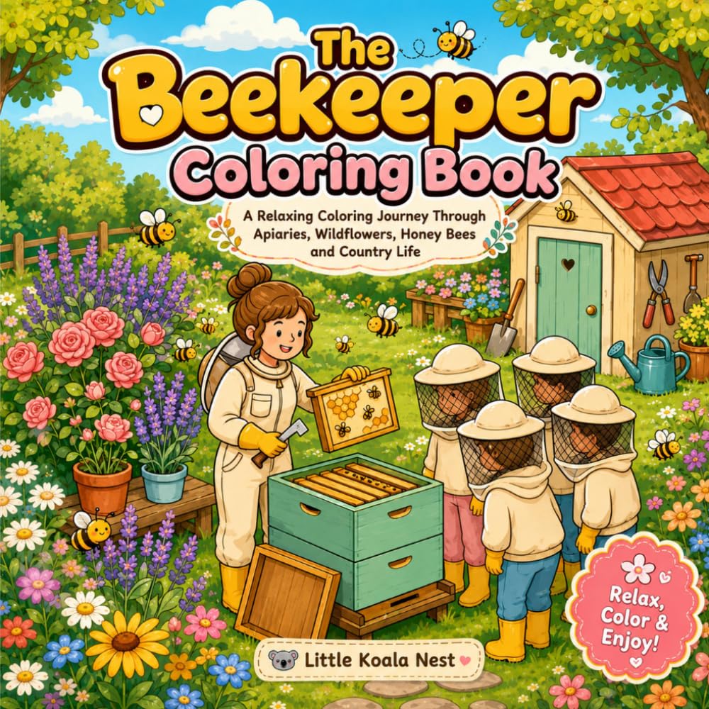 The Beekeeper Coloring Book: A Relaxing Coloring Journey Through Apiaries, Wildflowers, Honey Bees and Country Life