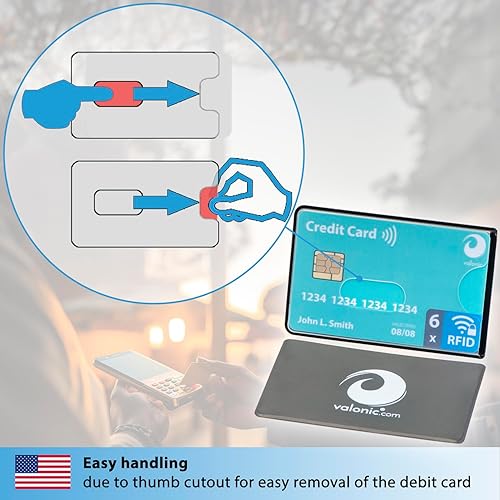 Miniatura 3 de valonic set of 6 RFID blocking sleeves - transparent front, Credit Card Protector sleeve for wallet - Protection block for Debit Card and Metro Card