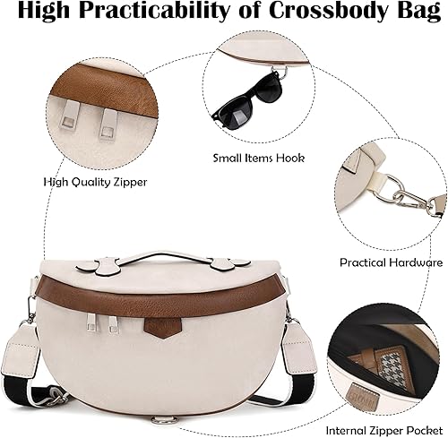 Miniatura 4 de Eslcorri Bolsos cruzados para mujer, bolso bandolera de moda, bolso de hombro, cangurera de cuero causal de pecho, bolsa cruzada