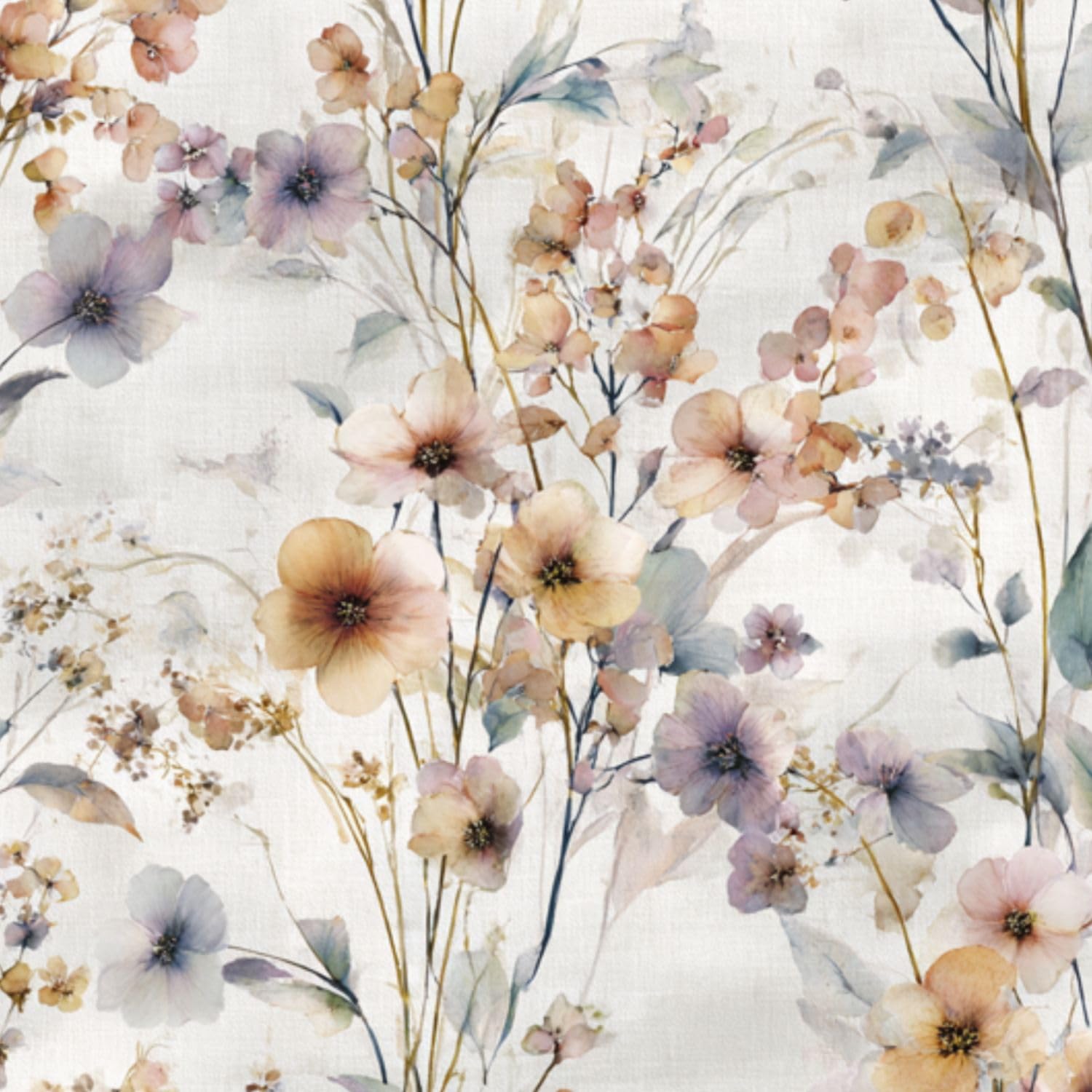 DERUINVAIO Self Adhesive Feature Removable Elegant Handcrafted Watercolor Floral Peel and Stick Vinyl Wallpaper Roll, Sticky Lining Paper for Bedroom, Living Room, Kitchen Walls