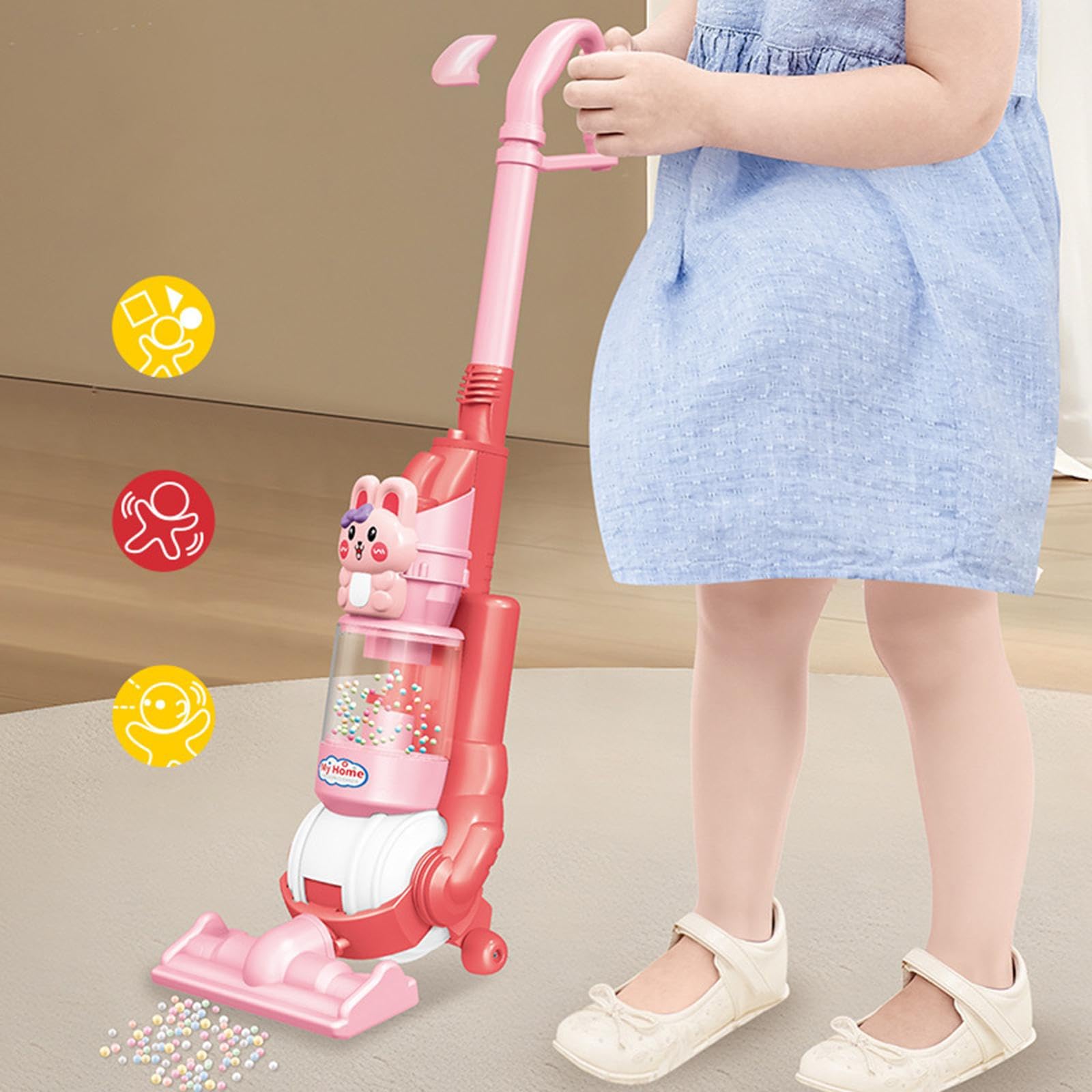 Sharplace Aspirapolvere Giocattolo per Bambini, Gioco di Ruolo per La Casa, con Luci Ed Effetti, Ideale Come Regalo di Compleanno per Bambini, Coniglio