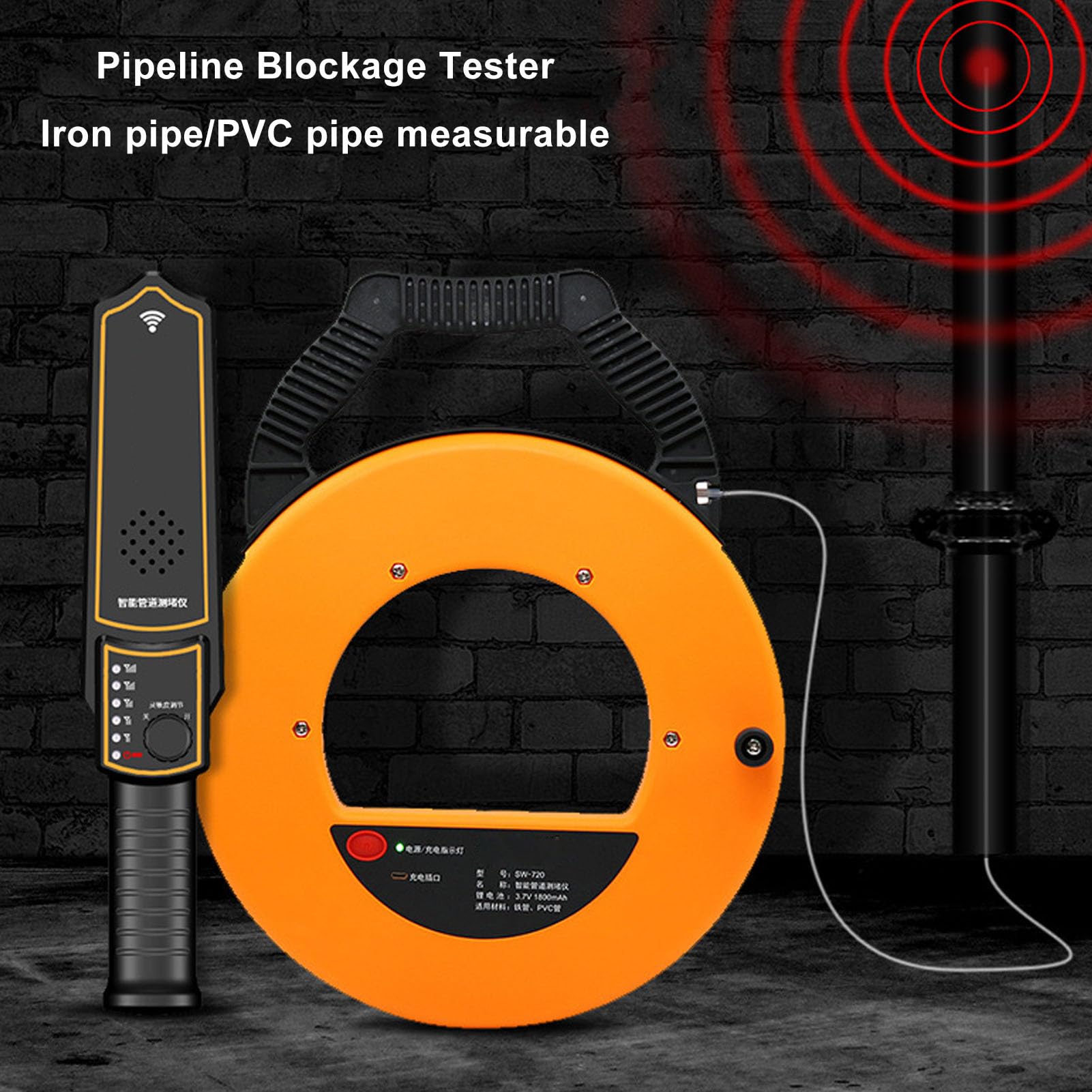 Localizadores de Tuberías, Detector de Bloqueo de Tuberías de Agua para PVC, Plástico, Metal, Rango de 20 M, Escáner de Pared, Herramientas de Plomería