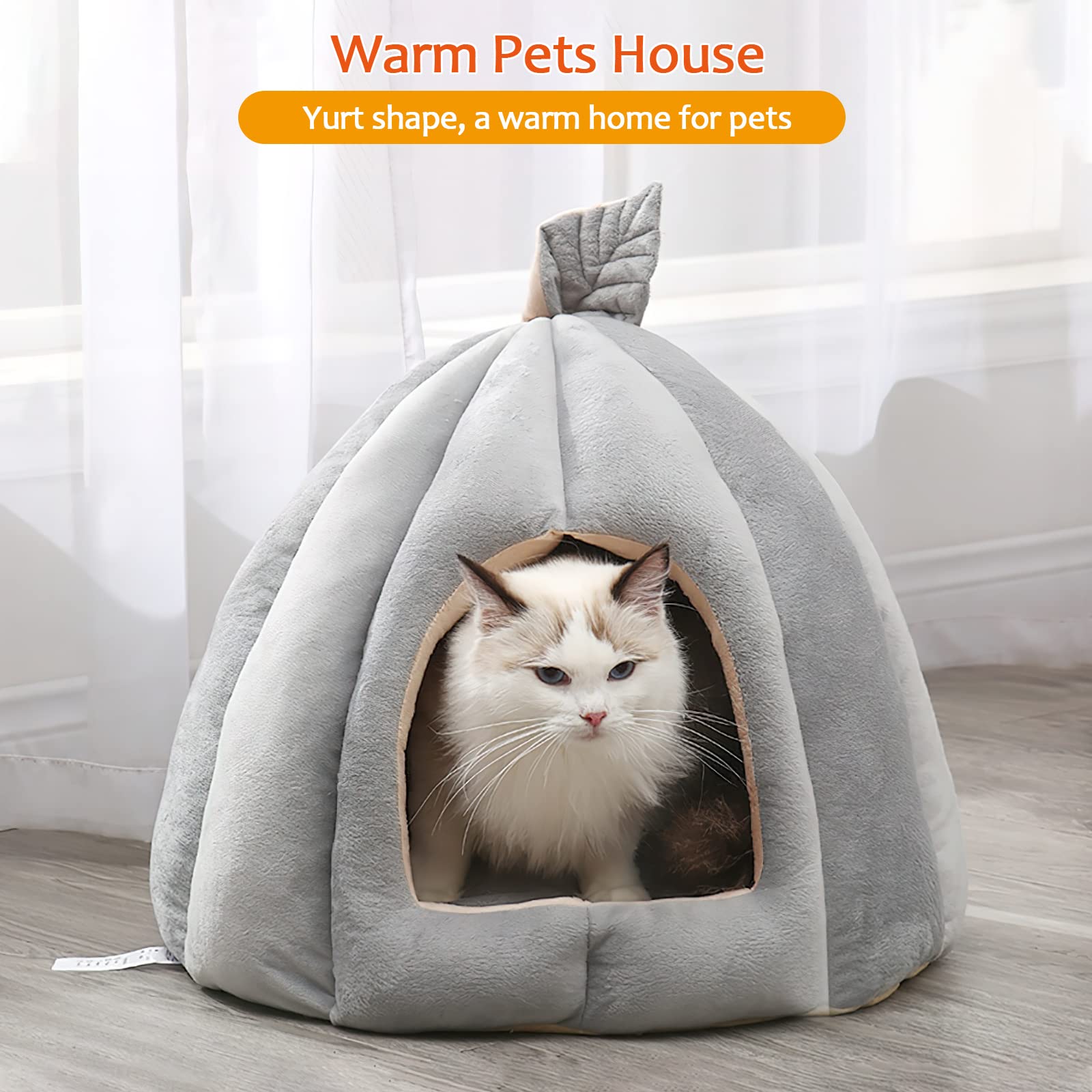 Cozy Pet Nest - Niche pour chat - Tente igloo pour chats, chiens, chatons et petits animaux de compagnie - Lit en peluche douce avec coussin amovible et lavable