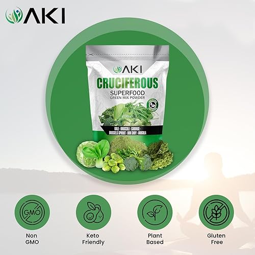 Miniatura 2 de AKI Cruciferous Superfood Green Mix Powder - Hecho de col rizada, brócoli, coles de Bruselas, repollo - Repleto de fitonutrientes y vitaminas