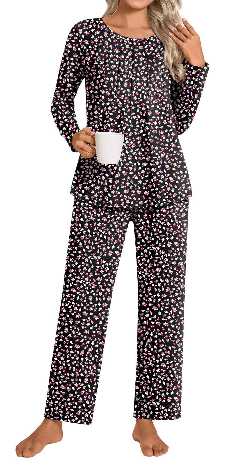 Womens 2026 Pajama Sets Winter 2 Piece Long Sleeve Sleepwear Soft Pjs Loungewear