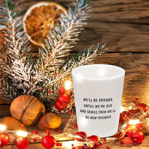 Miniatura 6 de Forest Green We'Ll Be Friends Until We'Re Old And Senile - Vaso de chupito de cerámica, diseño con texto en inglés