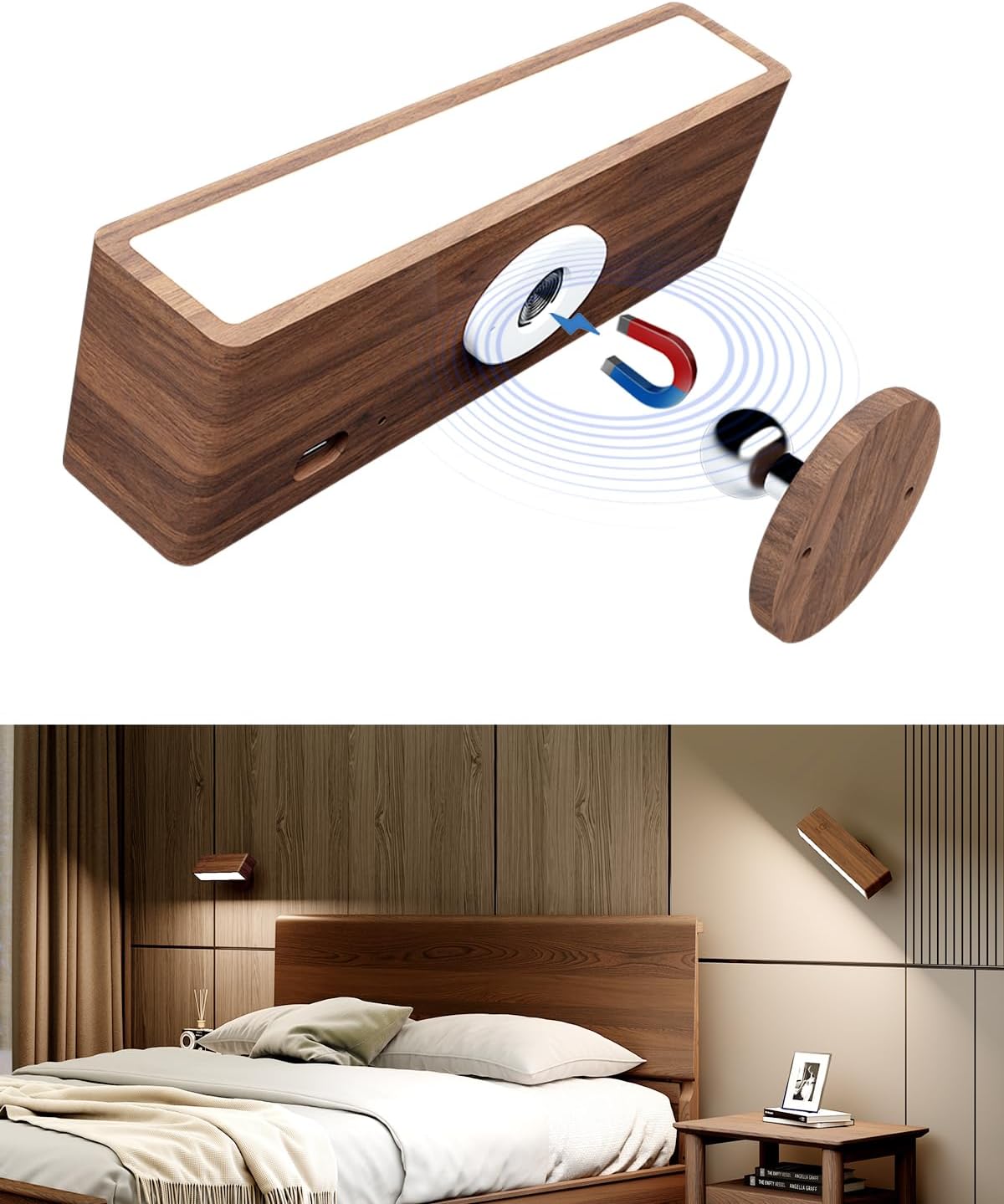 DetarZinLED Wall Sconces Rechargeable,Wireless Wall Lights Indoor,Wall ...
