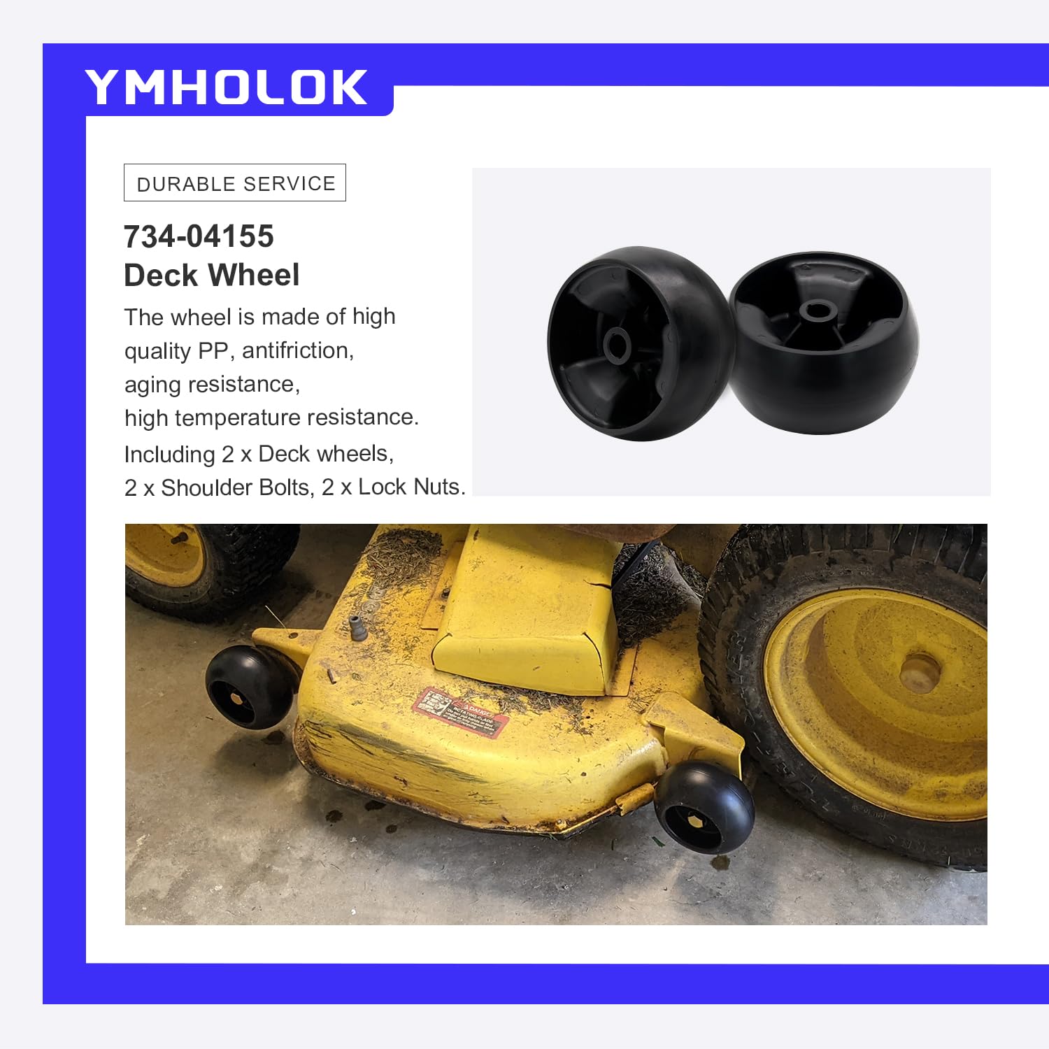 734-04155 - Rueda de cubierta para Toro 112-0677 72-025 210-275, Troy Bilt 938-3056 ruedas de cubierta de 5 pulgadas funcionan con ruedas de cubierta de 42 pulgadas, 46 pulgadas, 48 pulgadas, 50