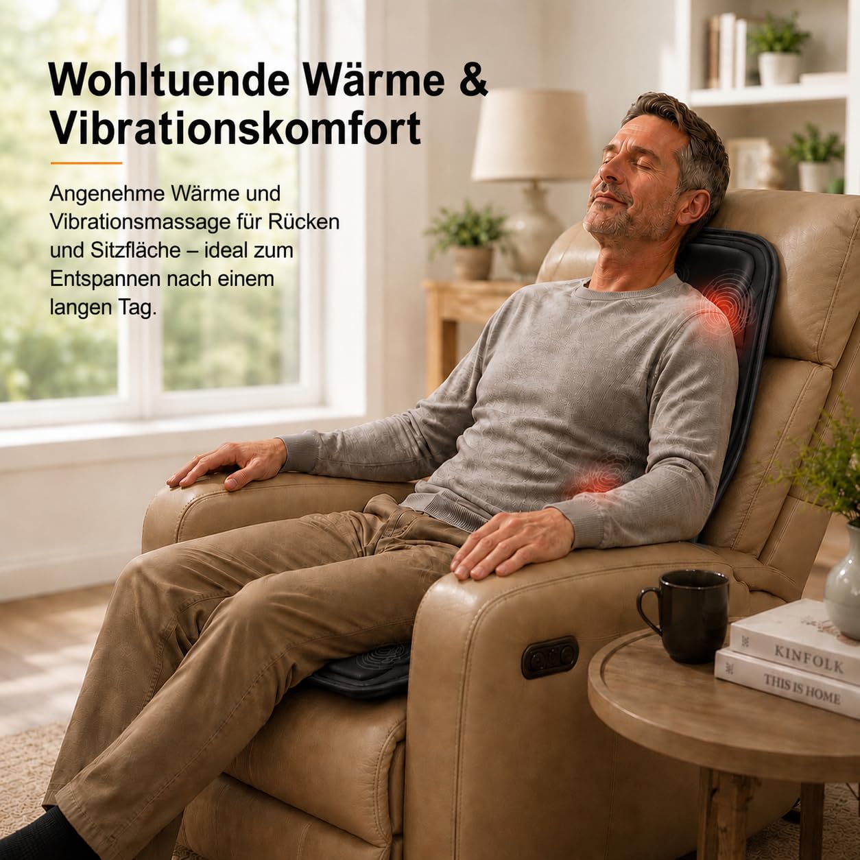 Massagesitzauflage mit Wärme,10 Vibrationsmotoren Massageauflage mit Vibration für Rücken und Nacken,Sitzkissen zur Entspannung,Rückenmassagegerät Hause Büro,Geschenke für Männer/Frauen/Mama