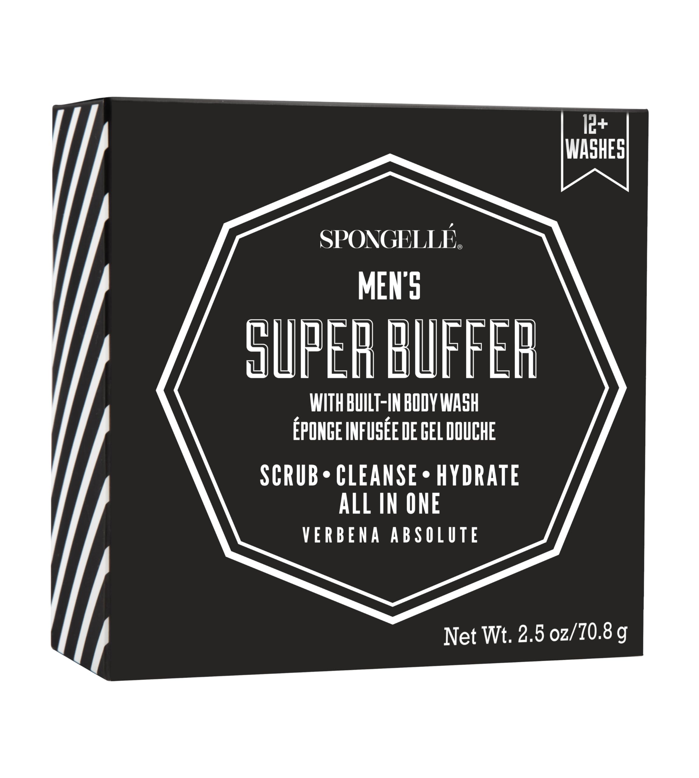 Spongellé Men's Super Body Wash Infused Buffer, Verbena Absolute