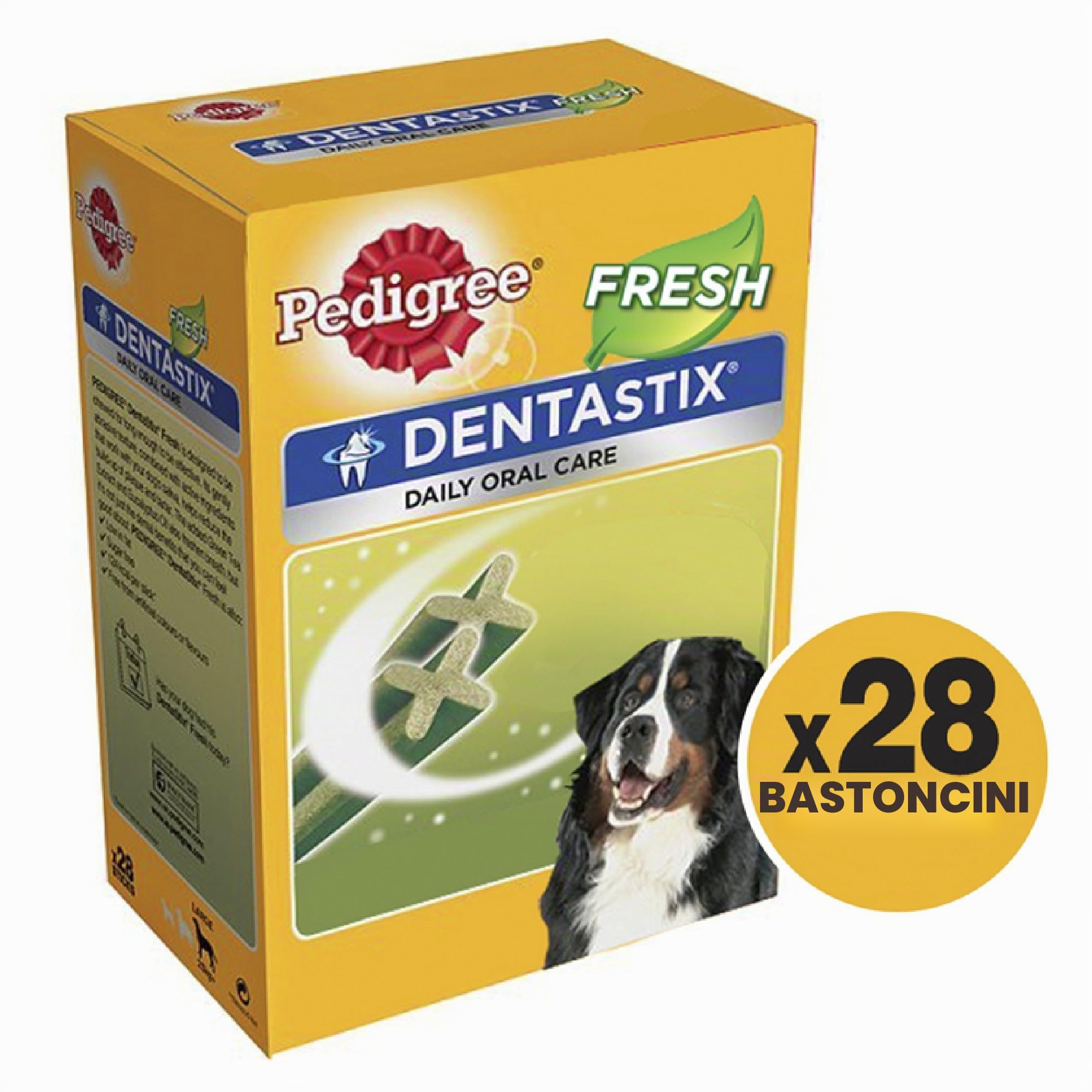 Pedigree Dentastix Fresh, masticabili dentali giornalieri per cani grandi da 25 kg o più, 28 barre