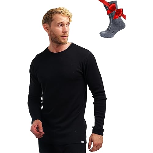 Merino.tech Merino Wool Base Layer - Mens 100% Merino Wool Long Sleeve Thermal Shirts Heavyweight, Midweight, Lite with Socks