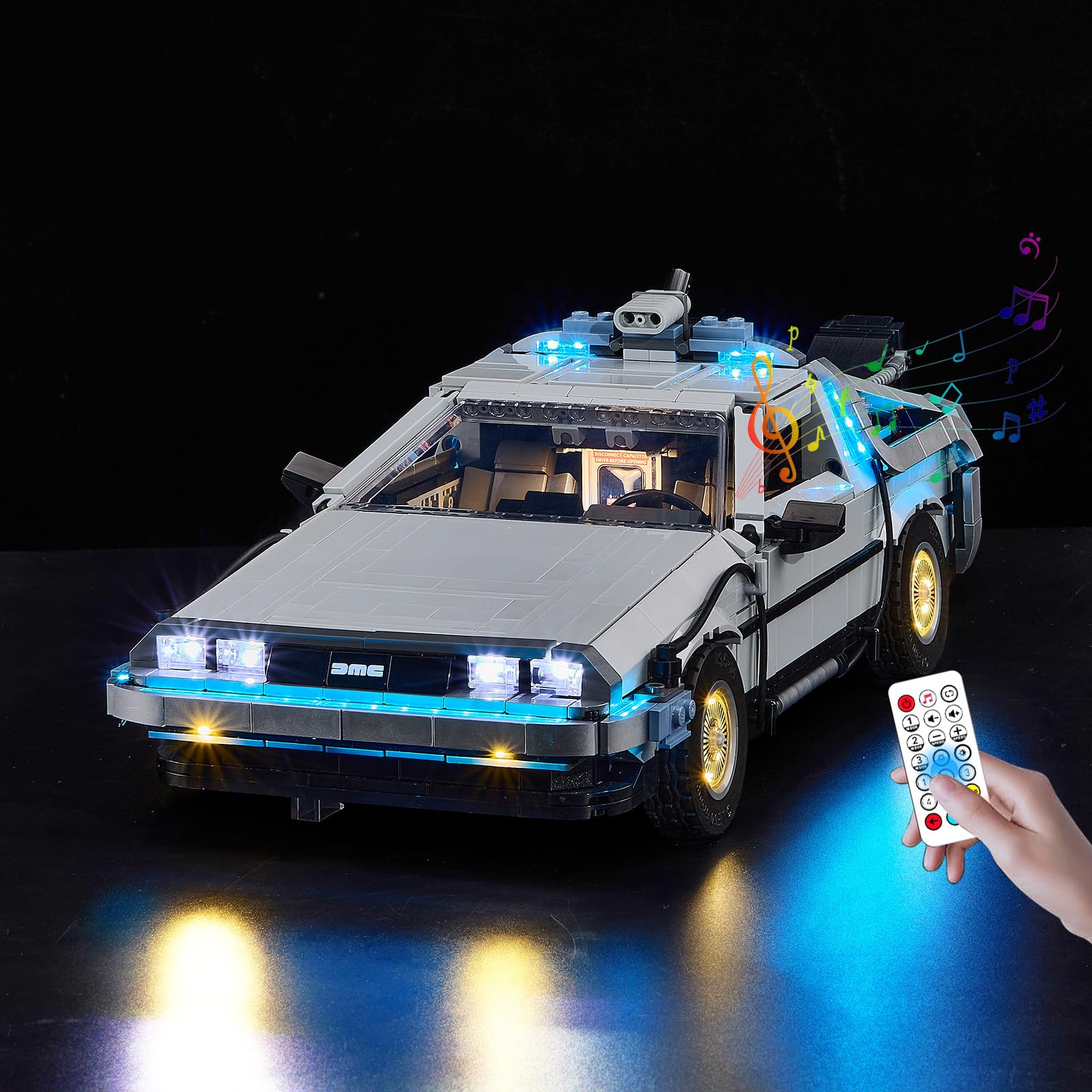BrickSoul LED Light Up Kit for Lego Back to The Future Time Machine 10300 Building Set, Upgrade RC Adjustable Lighting Mode with Original Sound,