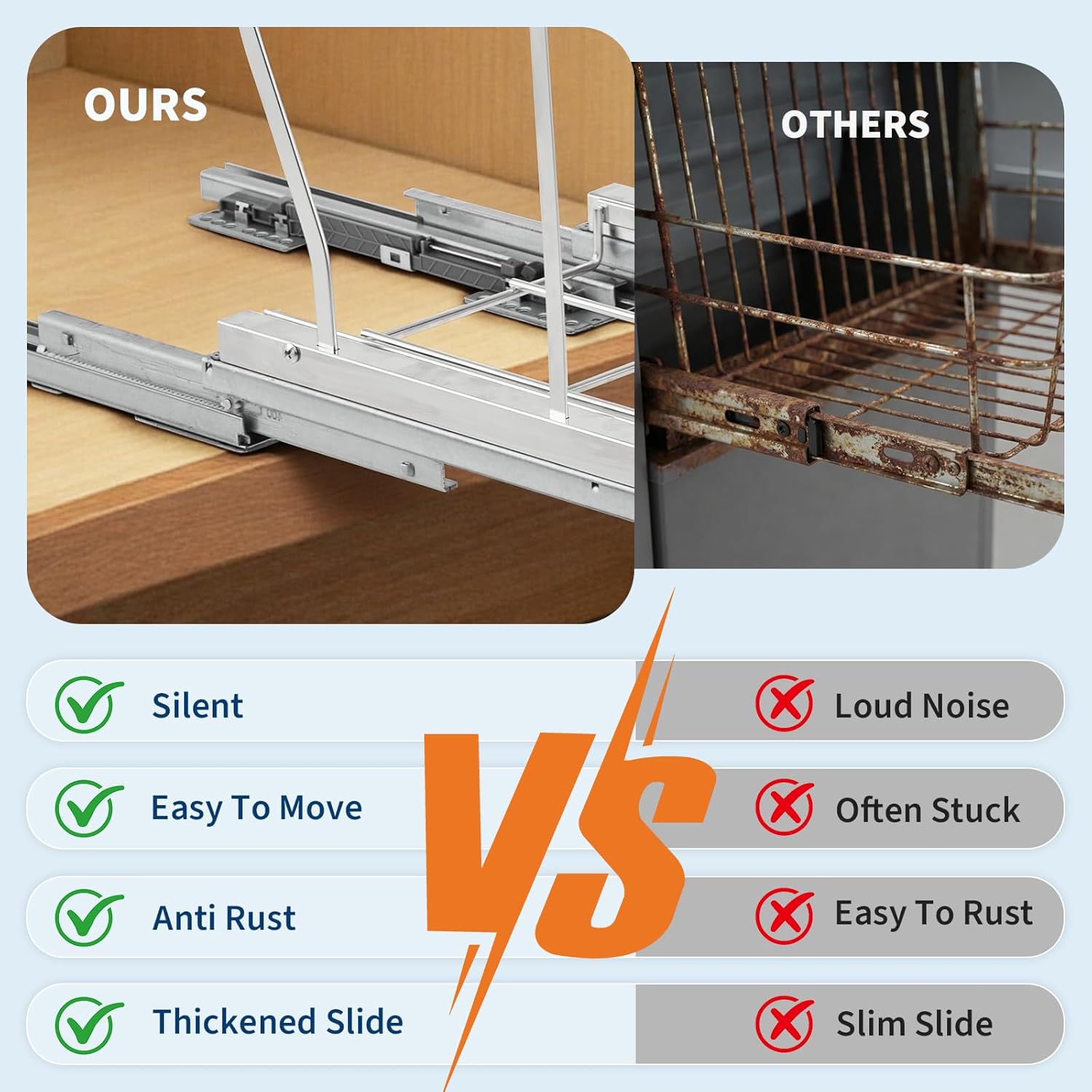 Singe 40 Qt Pull Out Trash Can Under Cabinet, Heavy Duty Under Sink Garbage Can Kit with Soft-Close Slides | Slide Out Waste Bin for Kitchen, Laundry | Requires Minimum Cabinet Opening 12" W x 18" D