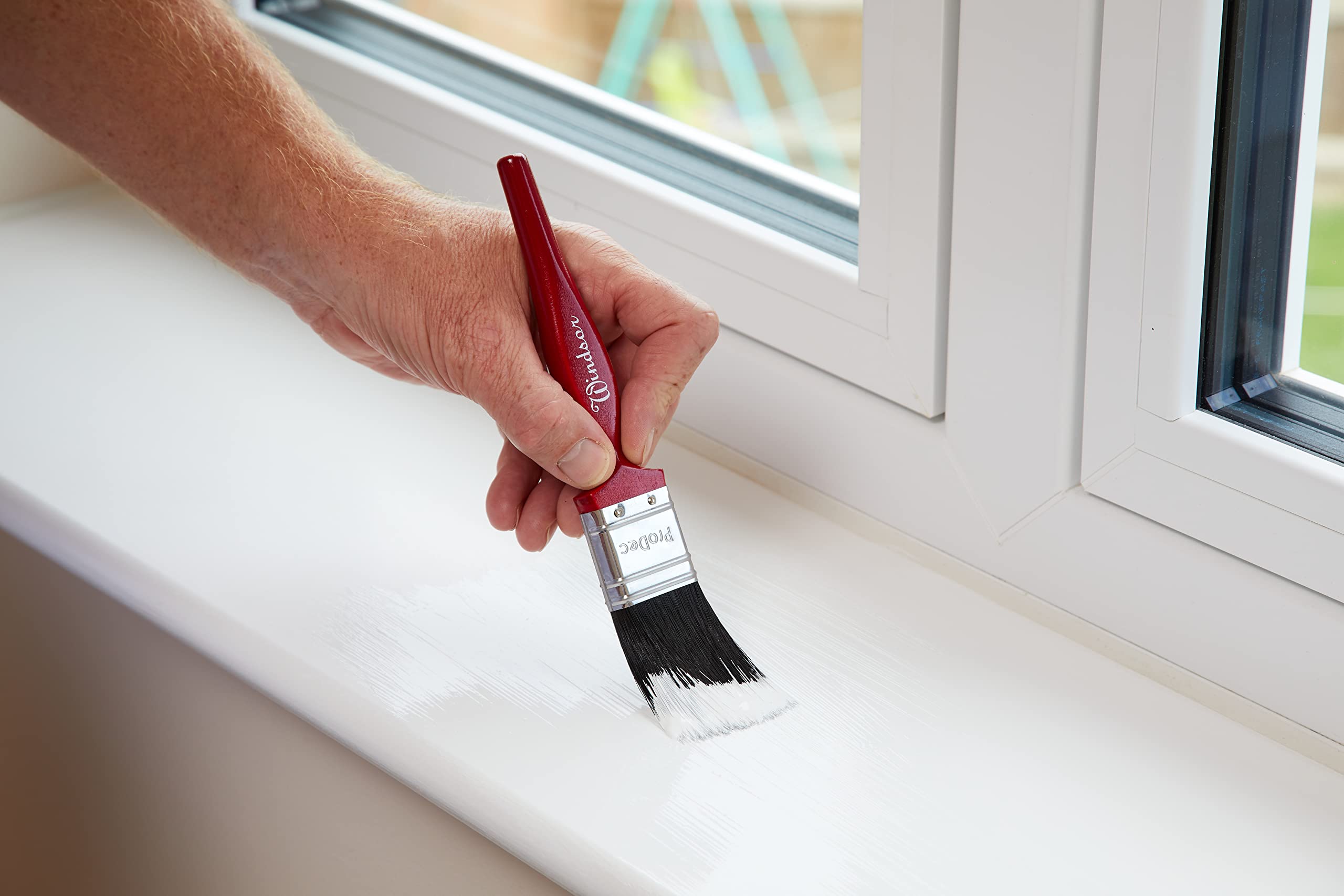 ProDec Brocha de cerdas puras Profesional Windsor Trade de 4 Pulgadas para Pintar con Pinturas de emulsión, Brillantes y satinadas en Paredes, techos, Madera y Metal, 4" 100mm