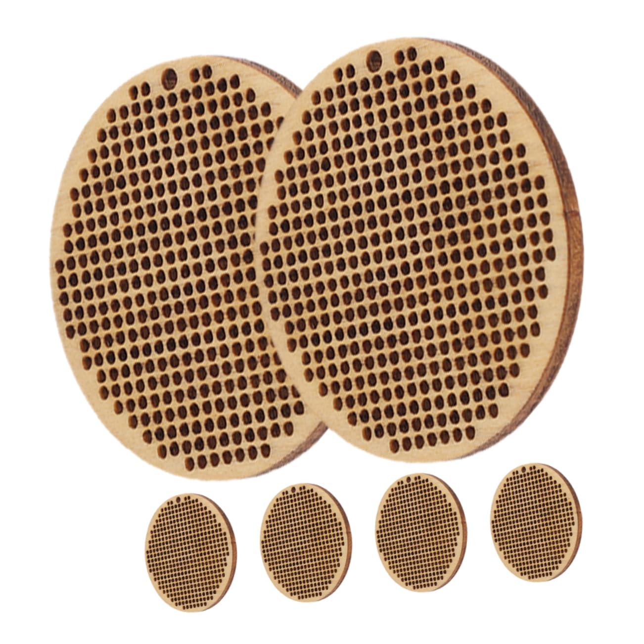ARTIBETTER 3sets Mini Cross Stitch Wooden Chips DIY Hanging Tag Embroidery Circle Pendants 6pcs*3