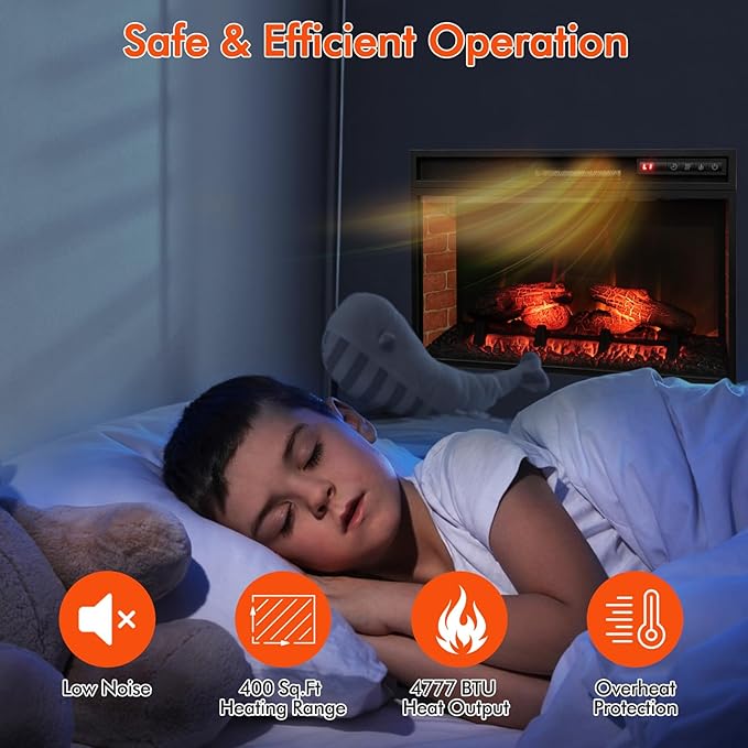 Chimenea Eléctrica Tangkula 1400W 26 Pulgadas Negro miniatura 9