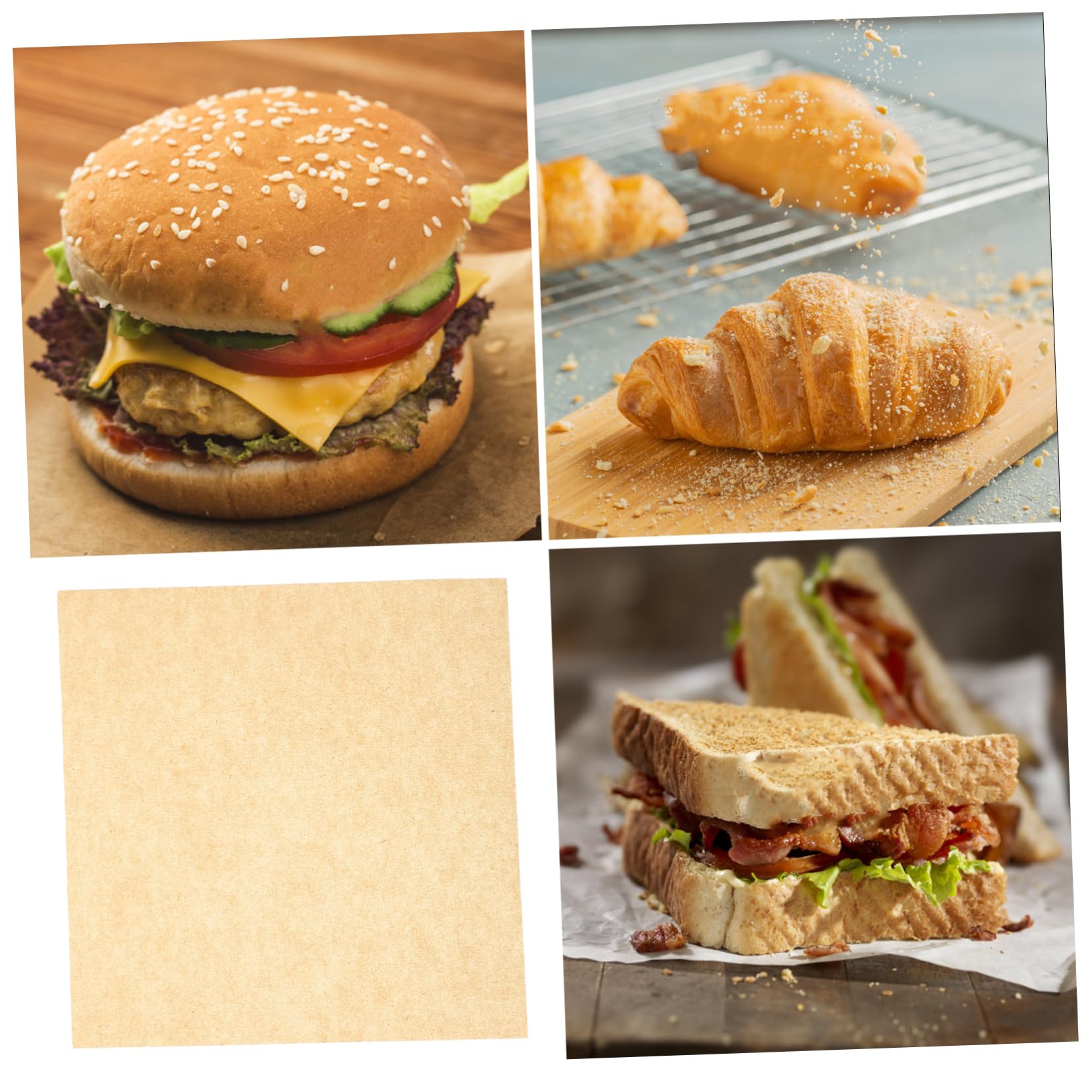 PRETYZOOM 500 Feuilles de Papier Alimentaire Ingraissable, Résistant à L'huile, pour Pizzas et Sandwiches, Usage Snack et Traiteur
