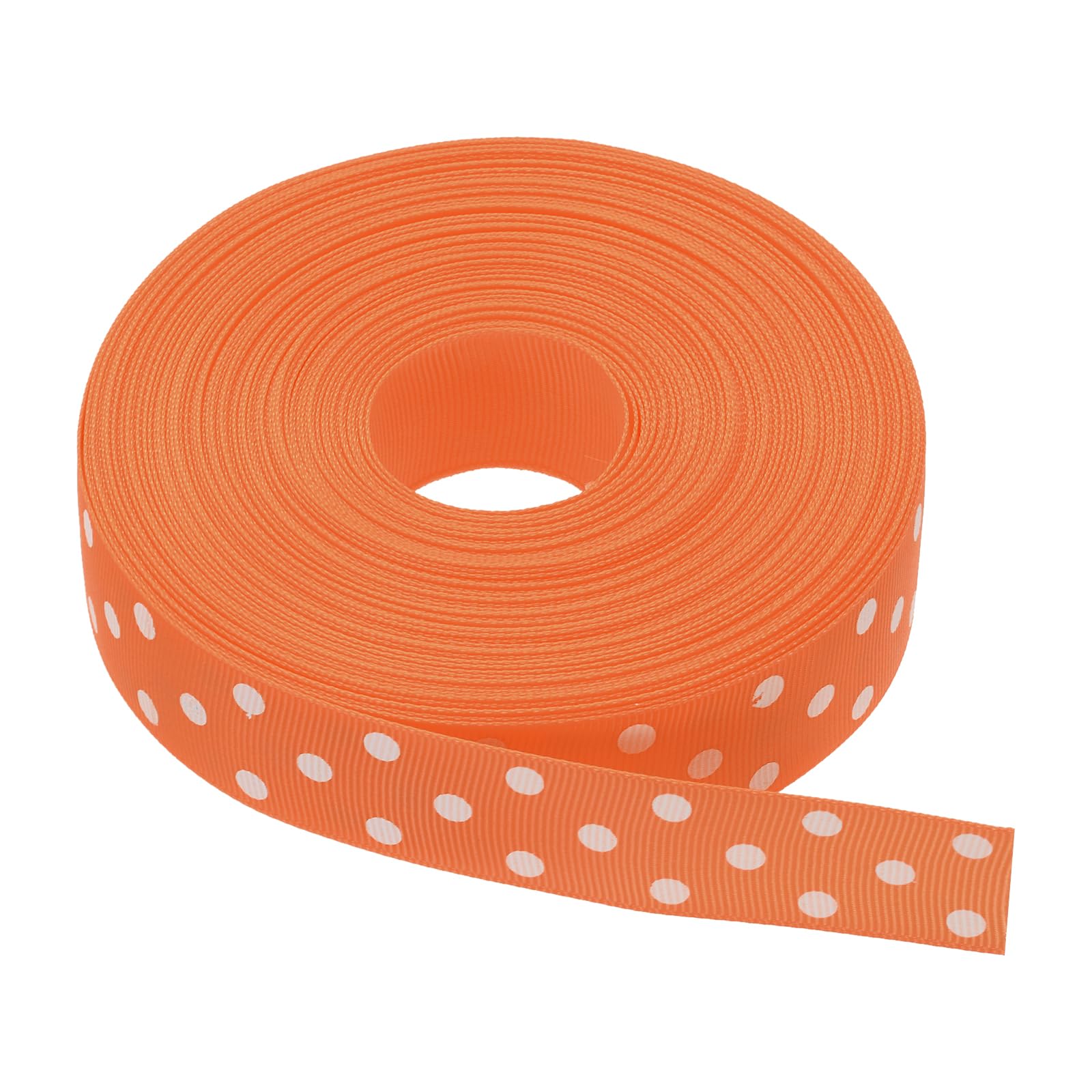 sourcing map Grosgrain Ribbons 25 Yards 1 Inch Bright Orange with White Dots Ribbon Bow Decoration for Crafts Gift Wrapping Wedding โ image 1