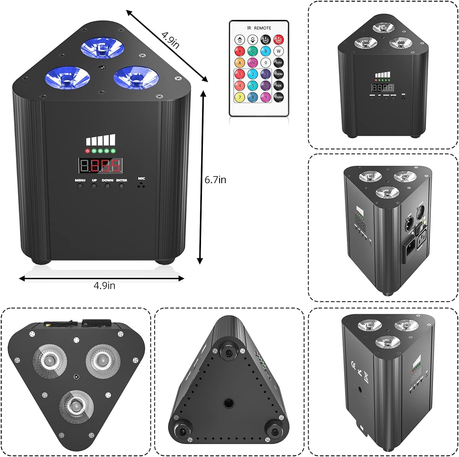 4PCS Par LED RGBW Ricaricabile con 4400mAh Batteria, 3 LED Luci da Discoteca Supporto Telecomando/DMX Controllo per Matrimonio Discoteca DJ Disco