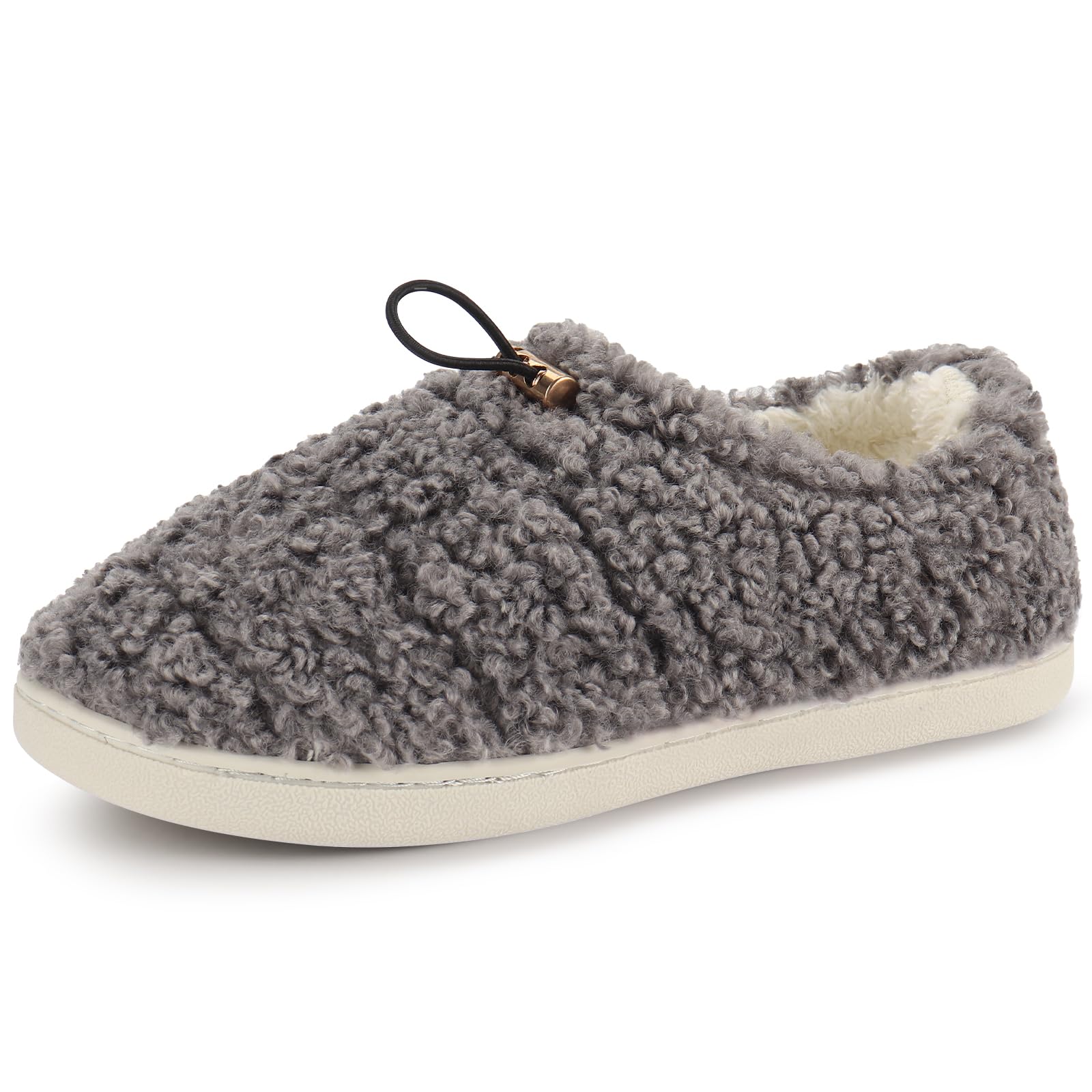 IbeautiWomens Slippers Memory Foam Fuzzy Loafer Slippers for Indoor Outdoor House Shoes with Drawstring