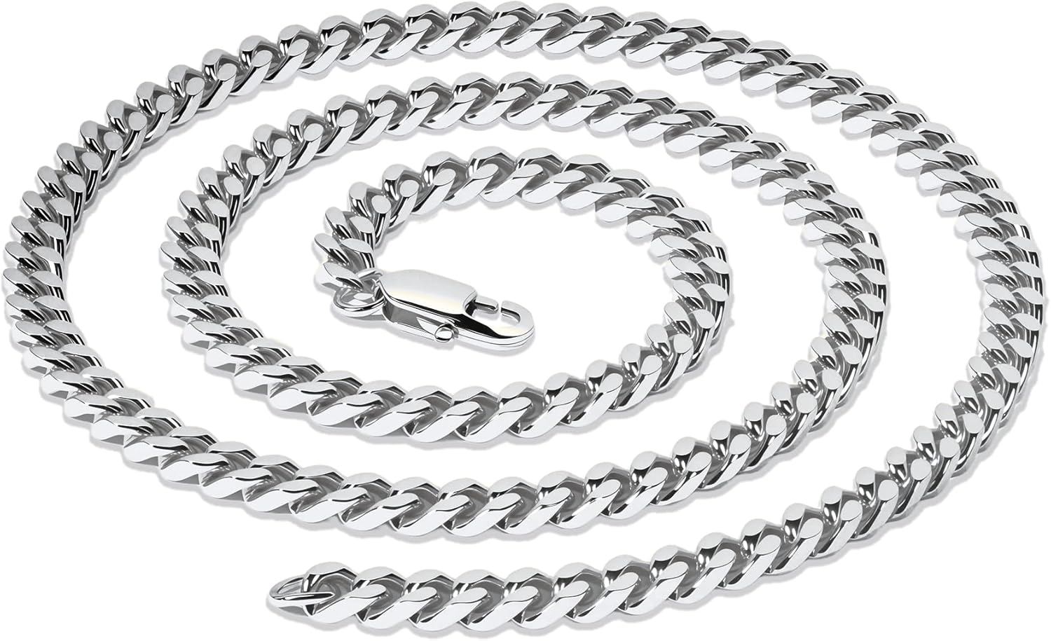 Mens 5MM Gold Plated/Silver Stainless Steel Miami Cuban Link Chain Necklace for Men