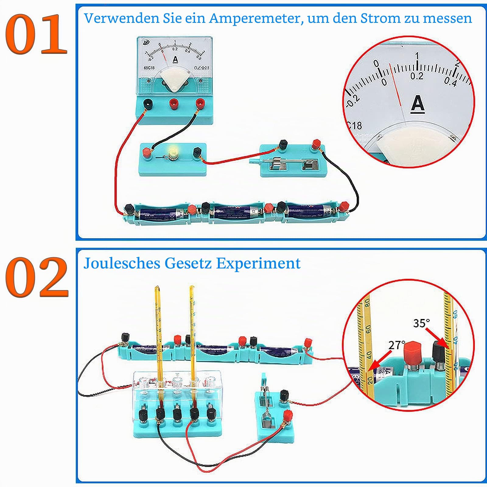 Physik Elektrizität und Magnetismus Experimente Kit, Physik Baukasten Elektrobaukasten für Kinder, Physik Elektrizität Schaltungen Set mit Englischer Anleitung