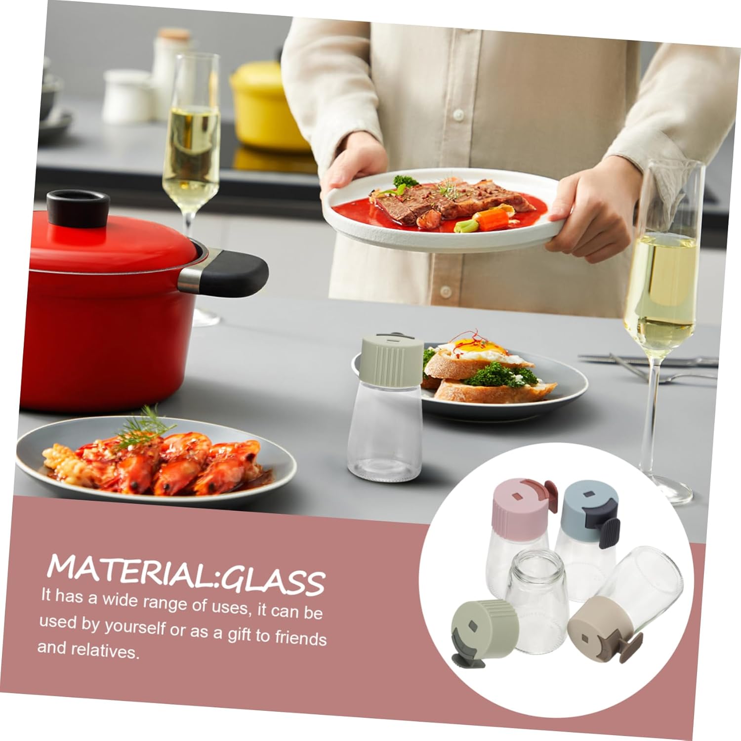 4pcs Sugar Dispenser for Coffee Kitchen Spices Containers Seasoning Organizer Clear Salt Pepper Holder Cheese Shaker Coffee Container Sugar Bowls Honey Salt Shaker Leakproo