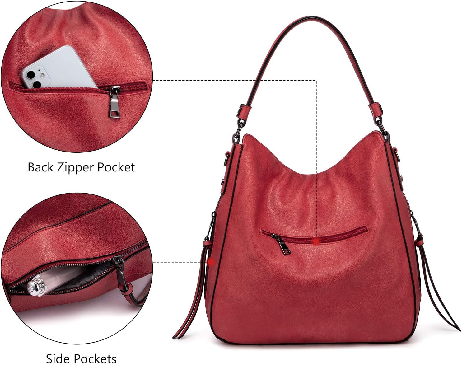 Realer Hobo Crossbody Bags for Women Designer Faux Leather Hobo Handbags Retro Large Size Shoulder Bag Bucket Purse - Image 6