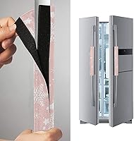 Vista 4 de Juego de 2 fundas protectoras antideslizantes para manijas de puerta de refrigerador, diseño de copos de nieve, color rosa, mantiene tu
