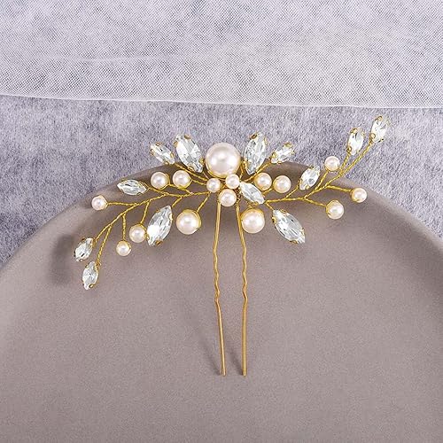 Miniatura 4 de JAKAWIN Pearl Bride - Horquillas para el pelo de boda con diamantes de imitación plateados, accesorio para el cabello de novia para mujer, HP179 (2