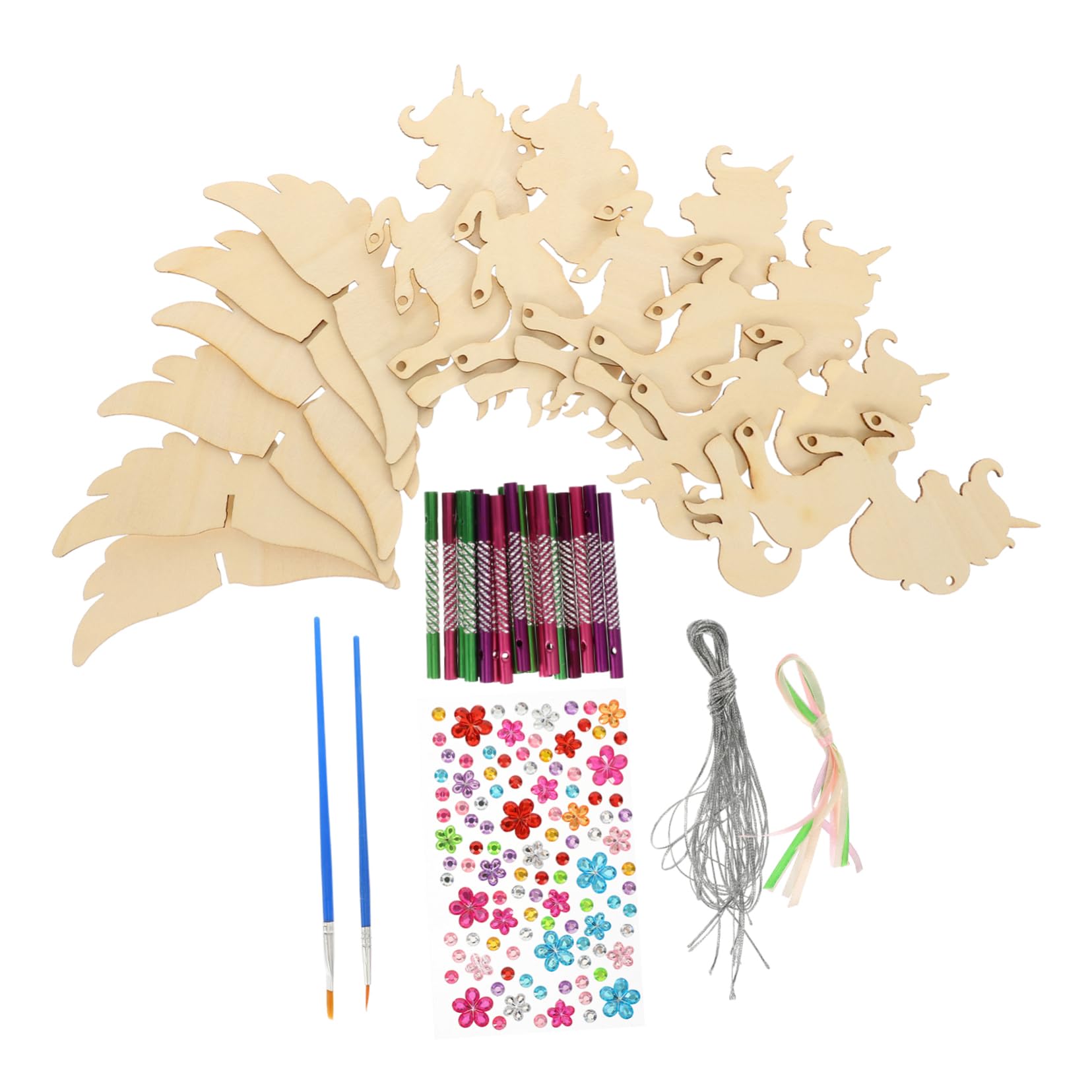 3 Set Fai da Te Campanelli Eolici in Legno Non Verniciato con Animali Decorazione Sospesa per Casa e Unicorni e per Lavoretti Creativi e Atmosfera Rilassante