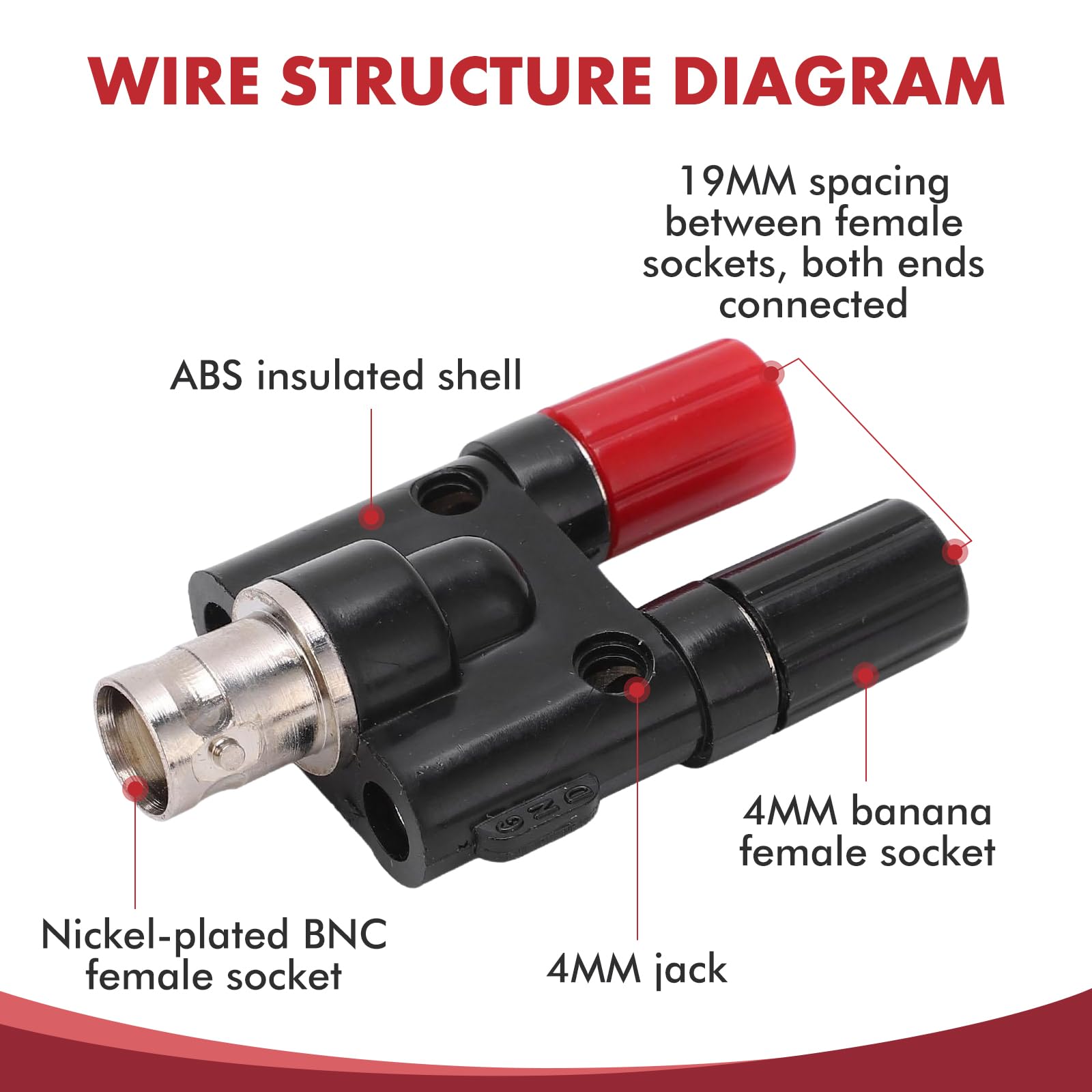 Gniazdo BNC na 2 x 4 mm podwójne gniazdo bananowe zacisk przyłączeniowy, 2 sztuki gniazda BNC na gniazdo Dual Banan, wiązanie słupków, rozdzielacz RF-Coax, adapter do anten radiowych HF