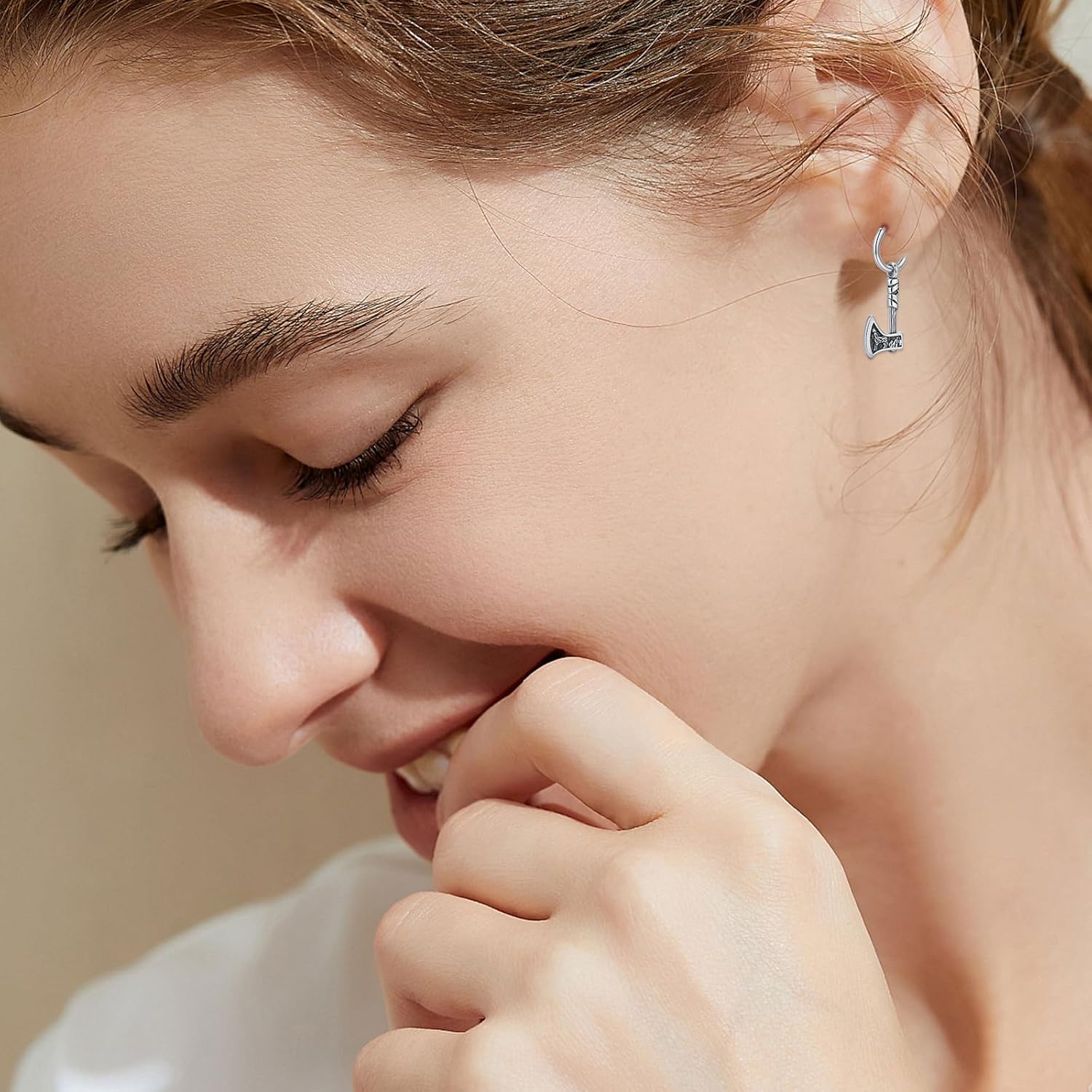 MEDWISE Viking Wolf Axe Talisman Drop Dangle Earrings, 925 Sterling Silver Norse Hypoallergenic Jewelry, Medieval Gothic Style for Women Men Friend Husband Birthday Gift - Image 4