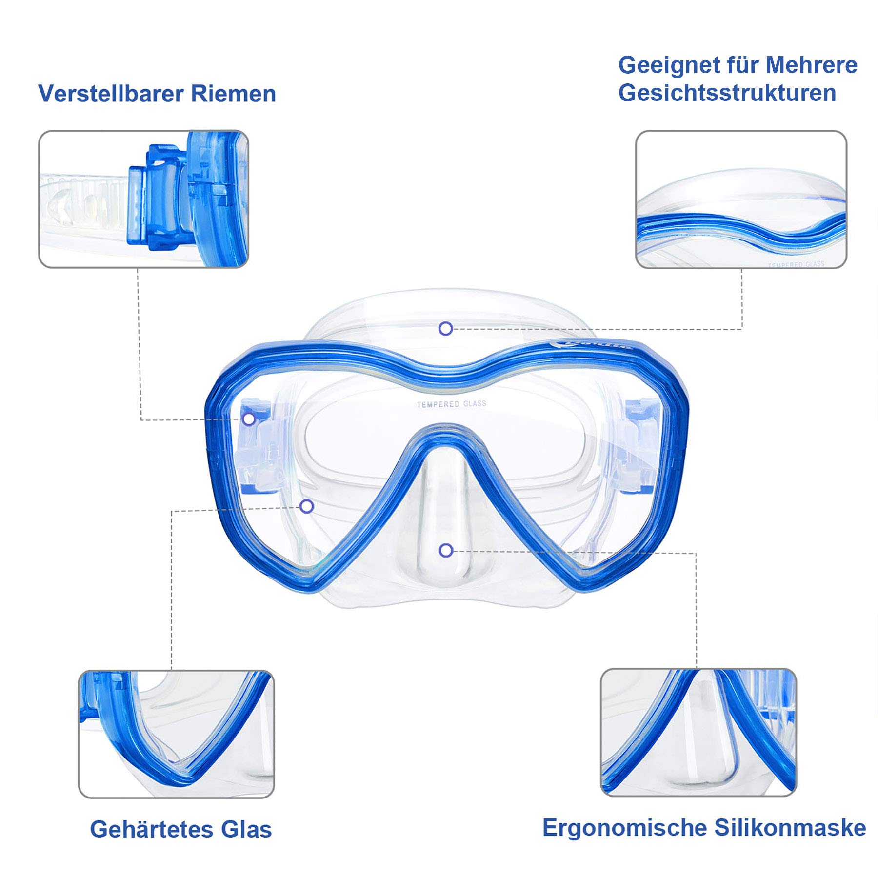 Dorlle Kinder Schnorchelset Tauchset Schnorchelmaske mit 3-Kanal Premium Dry Schnorchel und Anti-Leck Anti-Fog Taucherbrille Professionelle Schnorchel Set für Kinder