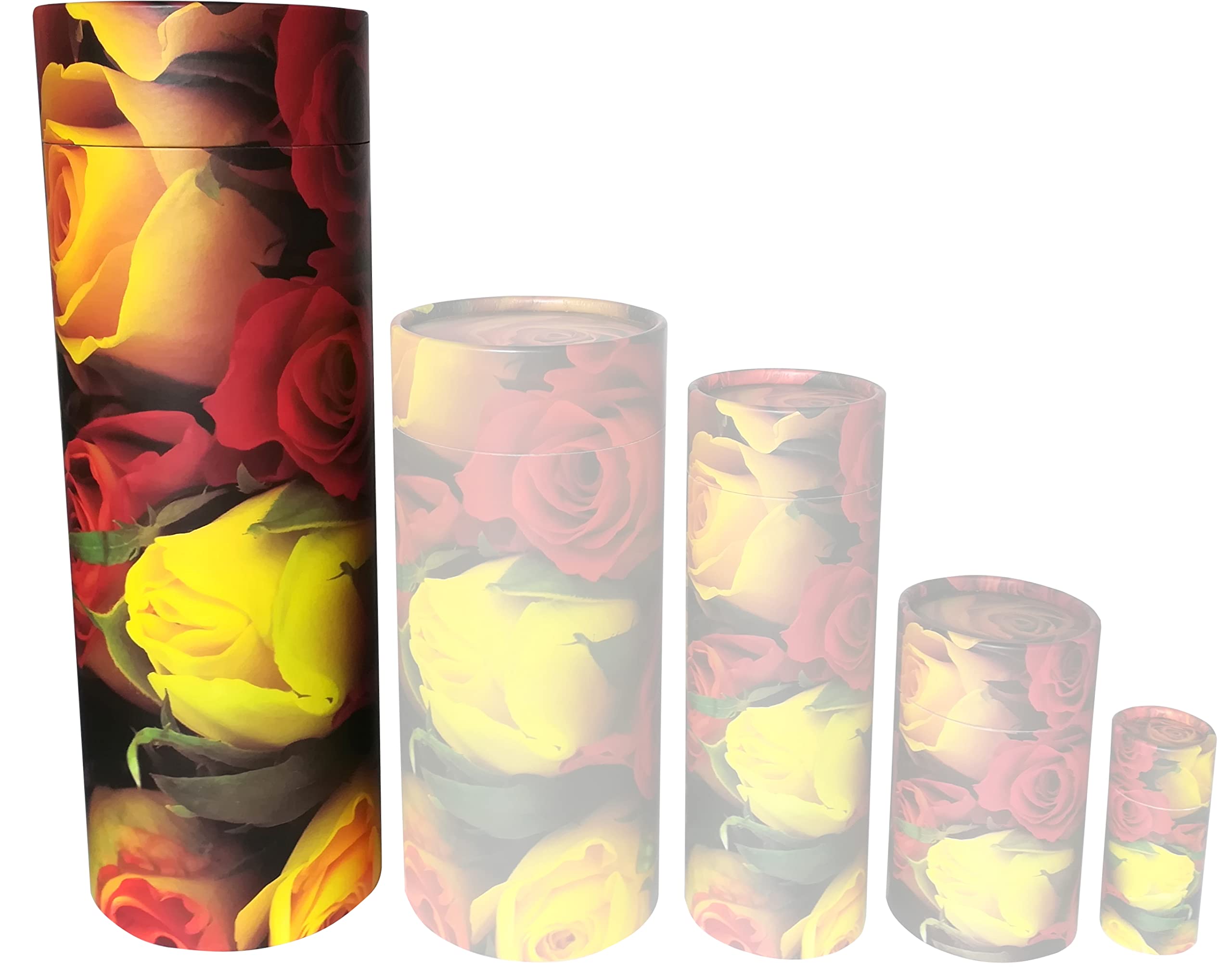 Rosas Flores Tubos de dispersión para cenizas – Urnas de cremación de cartón biodegradable (grande)