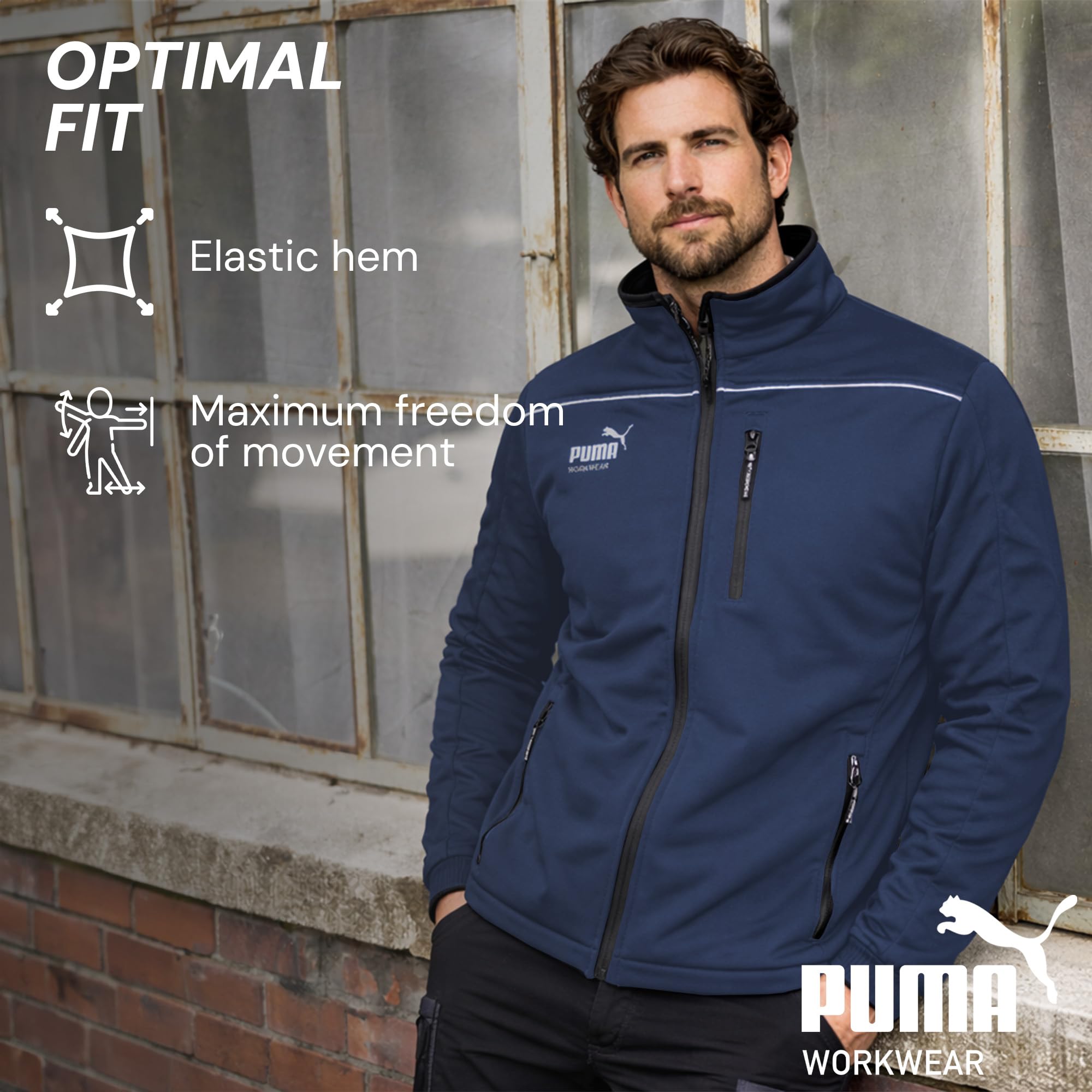 PUMA WORK WEAR Chaqueta de trabajo premium – Chaqueta softshell de tejido resistente y reflectores
