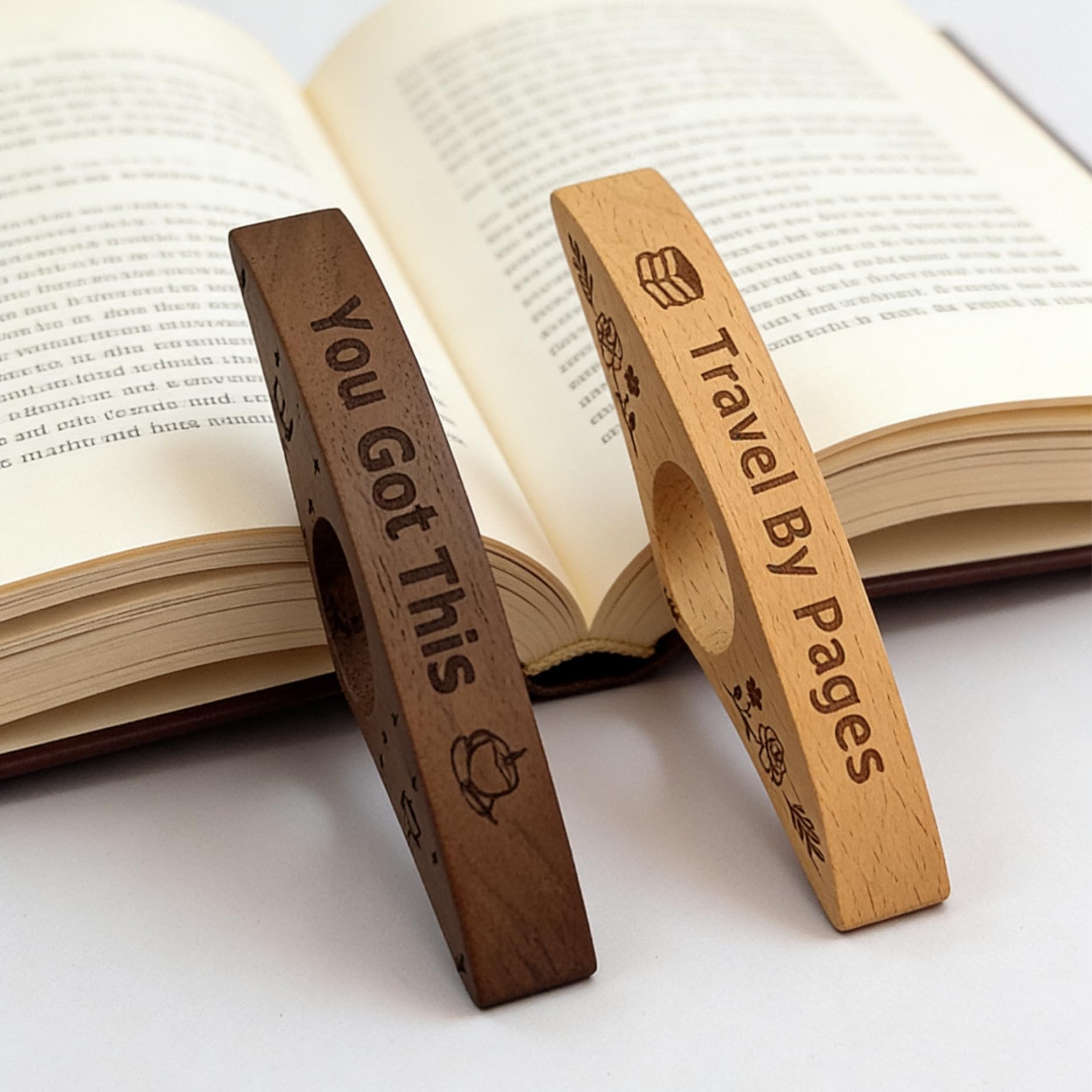 Buchseitenhalter, handgefertigtes Walnussholz-Lesezeichen, Holz-Seitenhalter zum Lesen, Geschenke für Buchliebhaber zum Geburtstag, Schulabschluss, 2 Stück