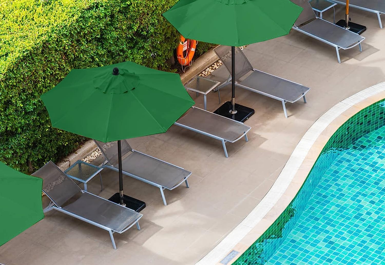 Tissu pour Parasol 8 Baleines 3 Mètres en Vert - Remplacement Résistant et Épais pour Parasols de Terrasse