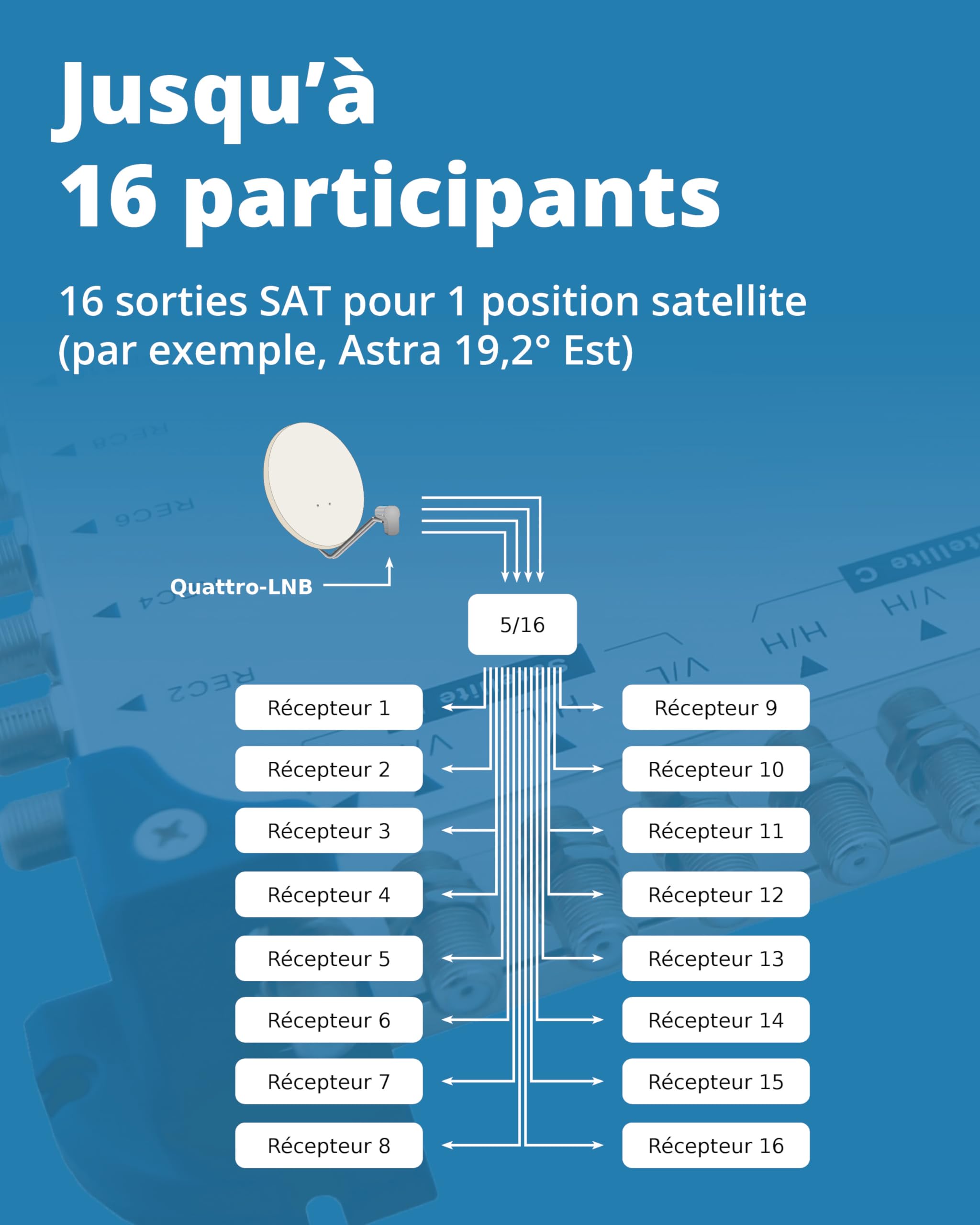 Megasat Multiswitch 5/16 – Multiswitch (ricezione di 1 satellite, fino a 16 utenti)