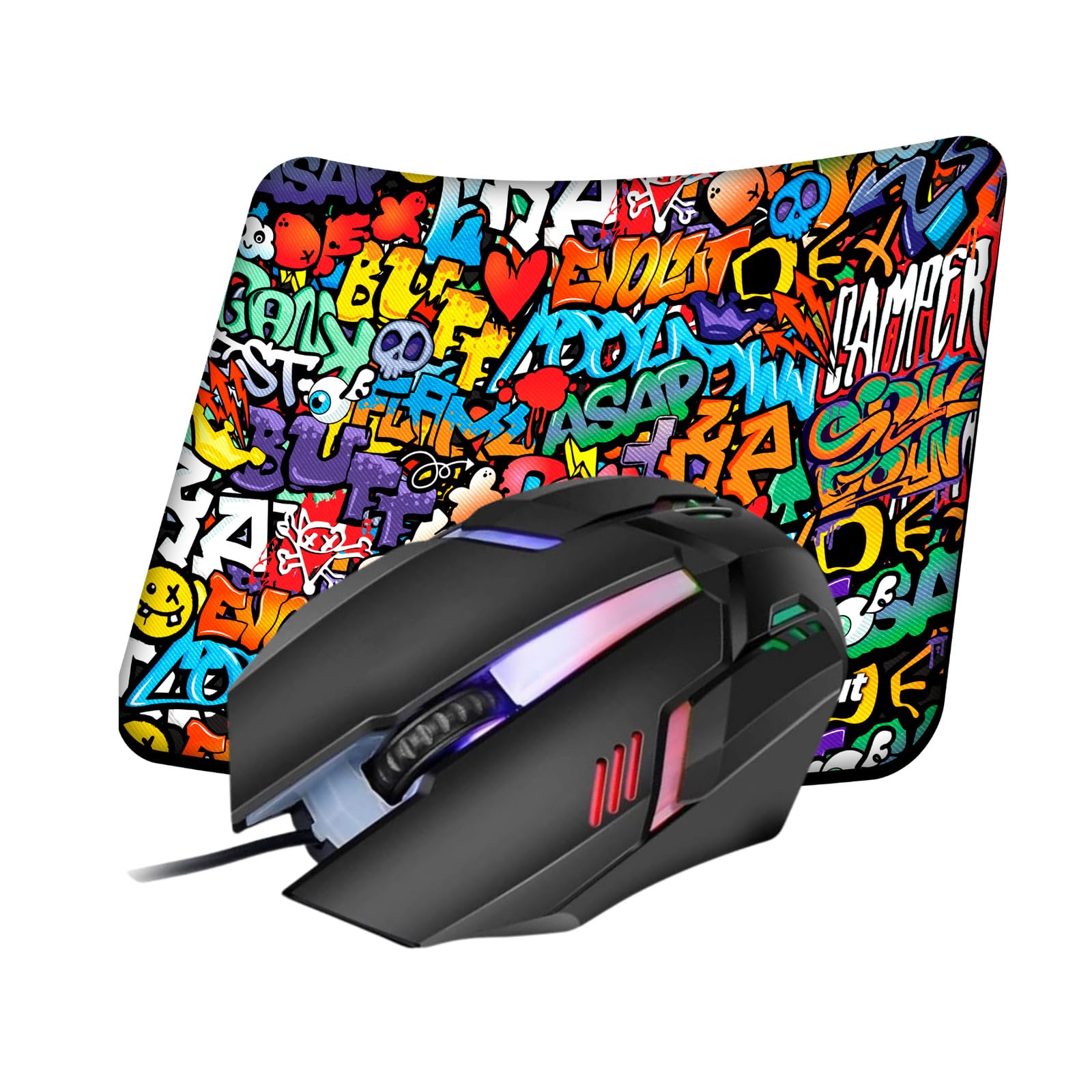 Kit Mouse gamer led rgb ergonomico mouse pad speed gamer