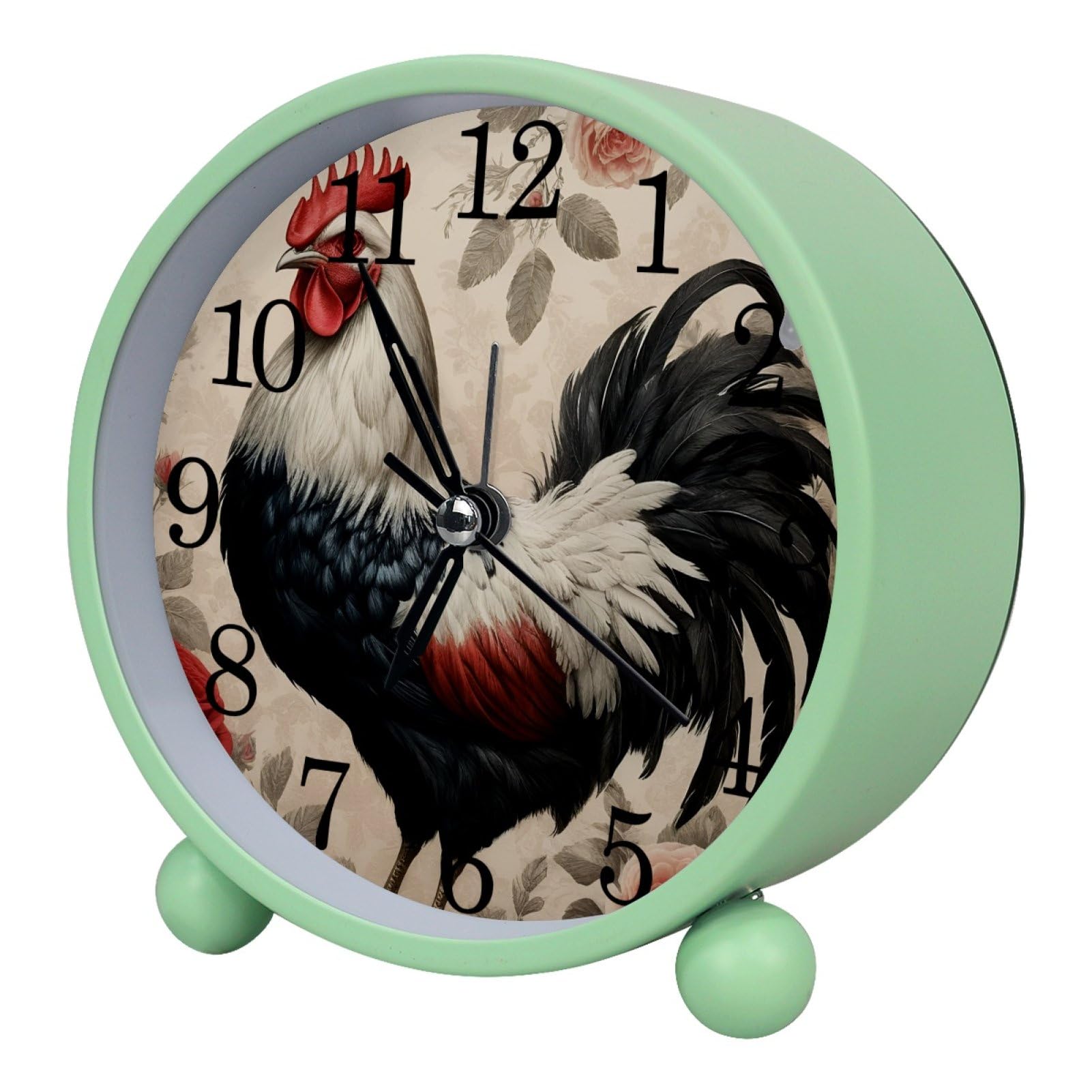 etoenbrc 10.9" Alarm Clock for Kids,Small Battery Operated Clock, Slient Plastic Table Clock for Living Room Decor,Bedroom,Office, Retro Rooster