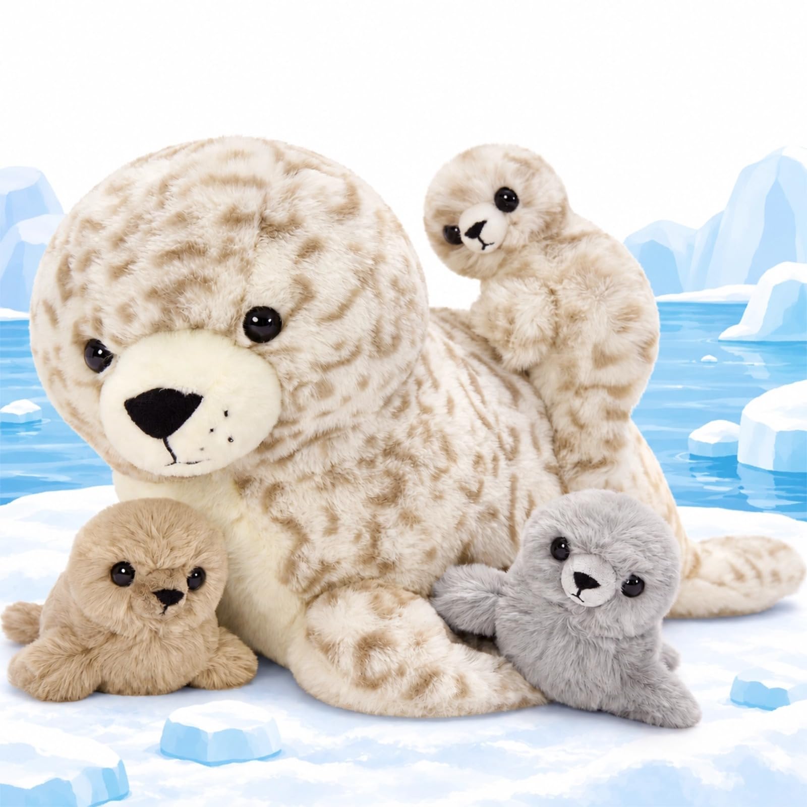 Amazon.com: BENINY 4 Pcs Brown Leopard Seal Stuffed Animal Set, 20