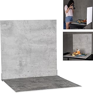 Selens 2Pcs Food Photography Backdrop Background Boards 60x60CM Product Photography Grey Wall Cement Texture Flat Lay Vertical Tabletop for Photo Studio Props Jewelry Cosmetics Table Desk Shooting