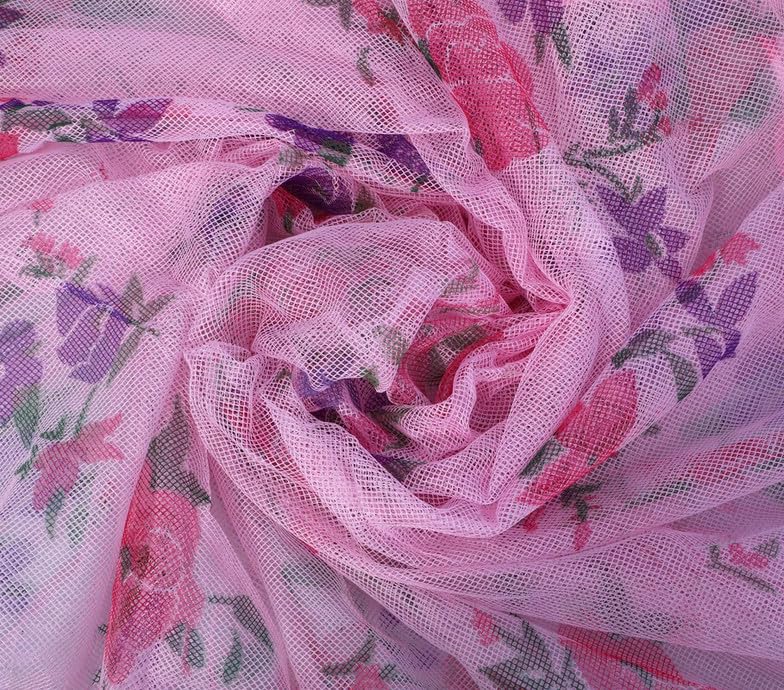 Image of Multicolor Soft Cotton Mosquito net Double Bed King Size | Pure Cotton Mosquito net (Printed-Pink, 7x8)