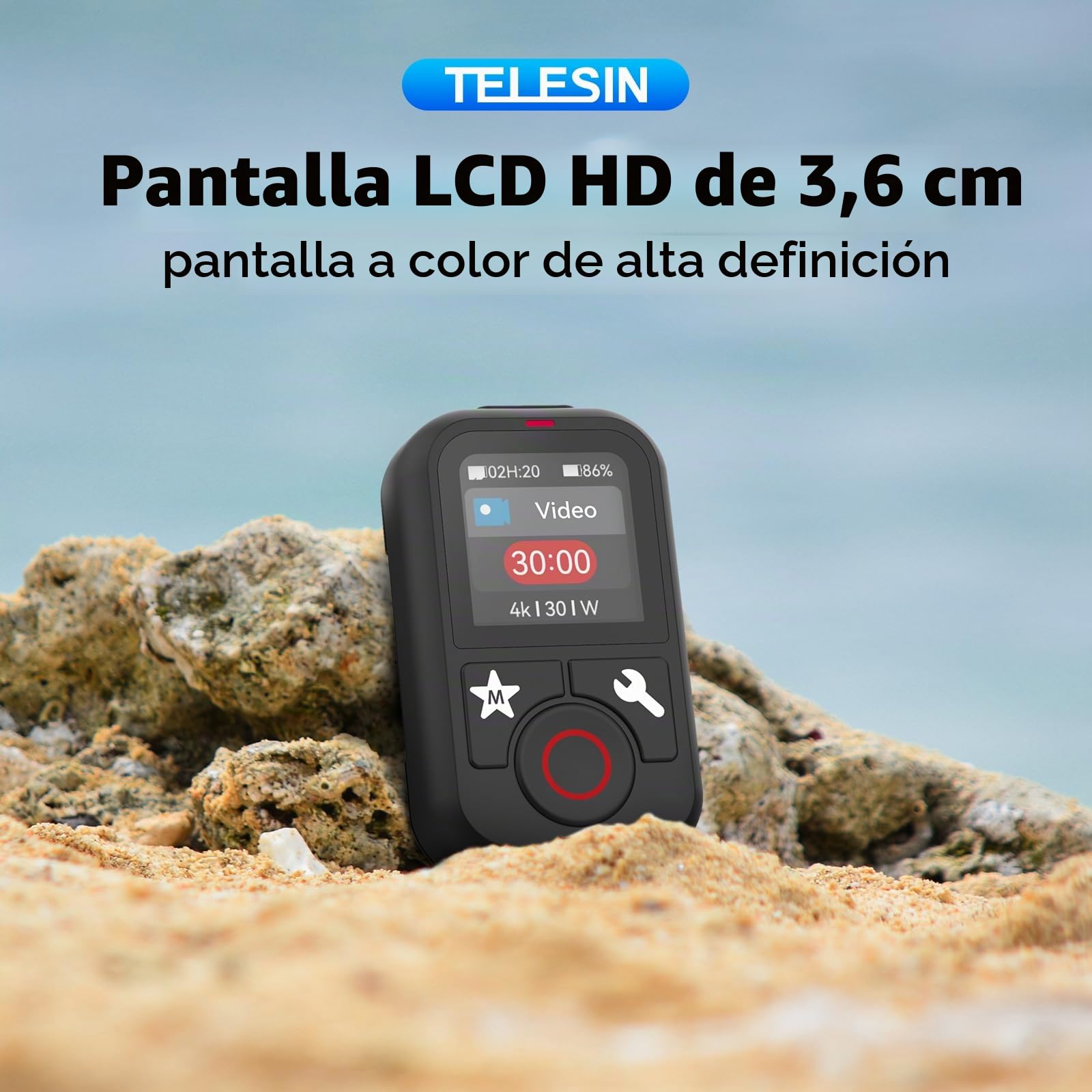 TELESIN T13 Pantalla LCD Color Soporte Multi-Lang. Smart Control para GoPro 13-12-11-10-9-8 Black MAX Mini Cámara